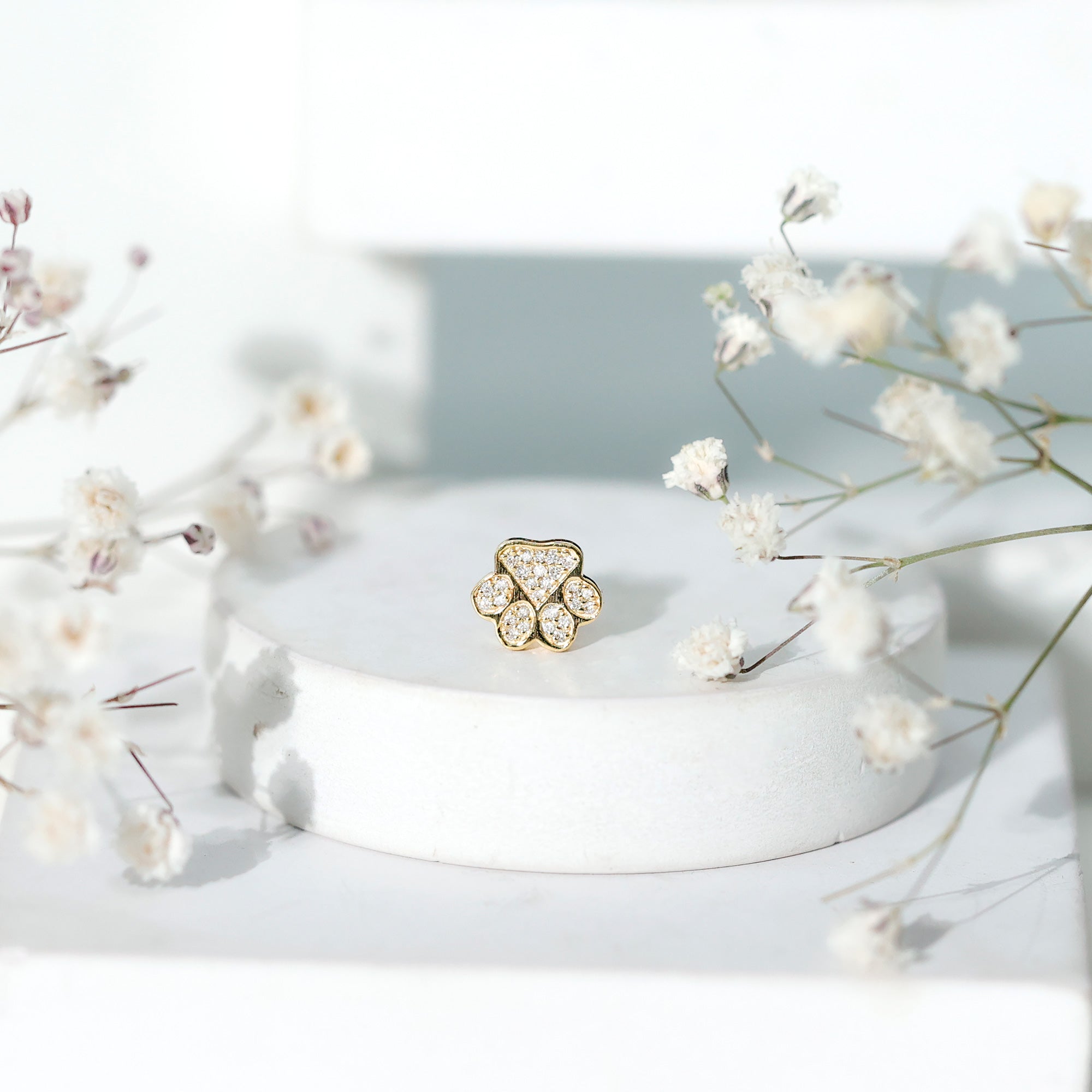 Certified Diamond Paw Cartilage Earring Natural - ( HI-SI ) - Rosec Jewels