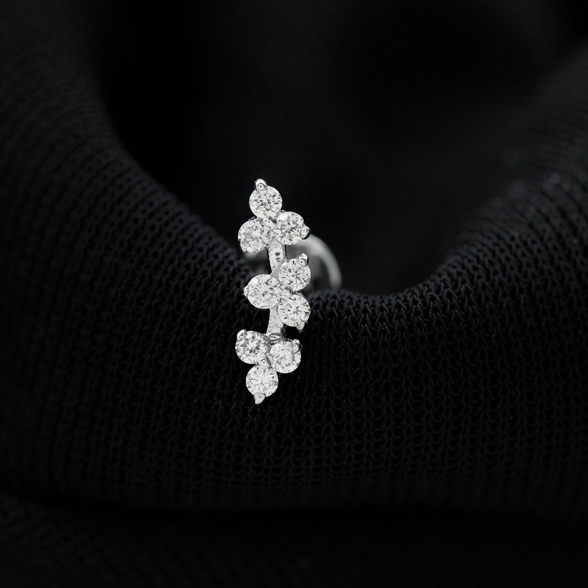 Simple Diamond Curved Helix Earring with Flat Back Natural - ( HI-SI ) - Rosec Jewels