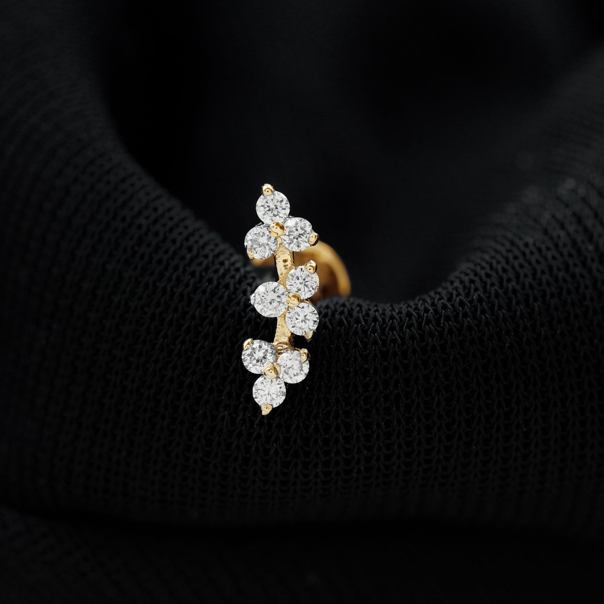 Simple Diamond Curved Helix Earring with Flat Back Natural - ( HI-SI ) - Rosec Jewels