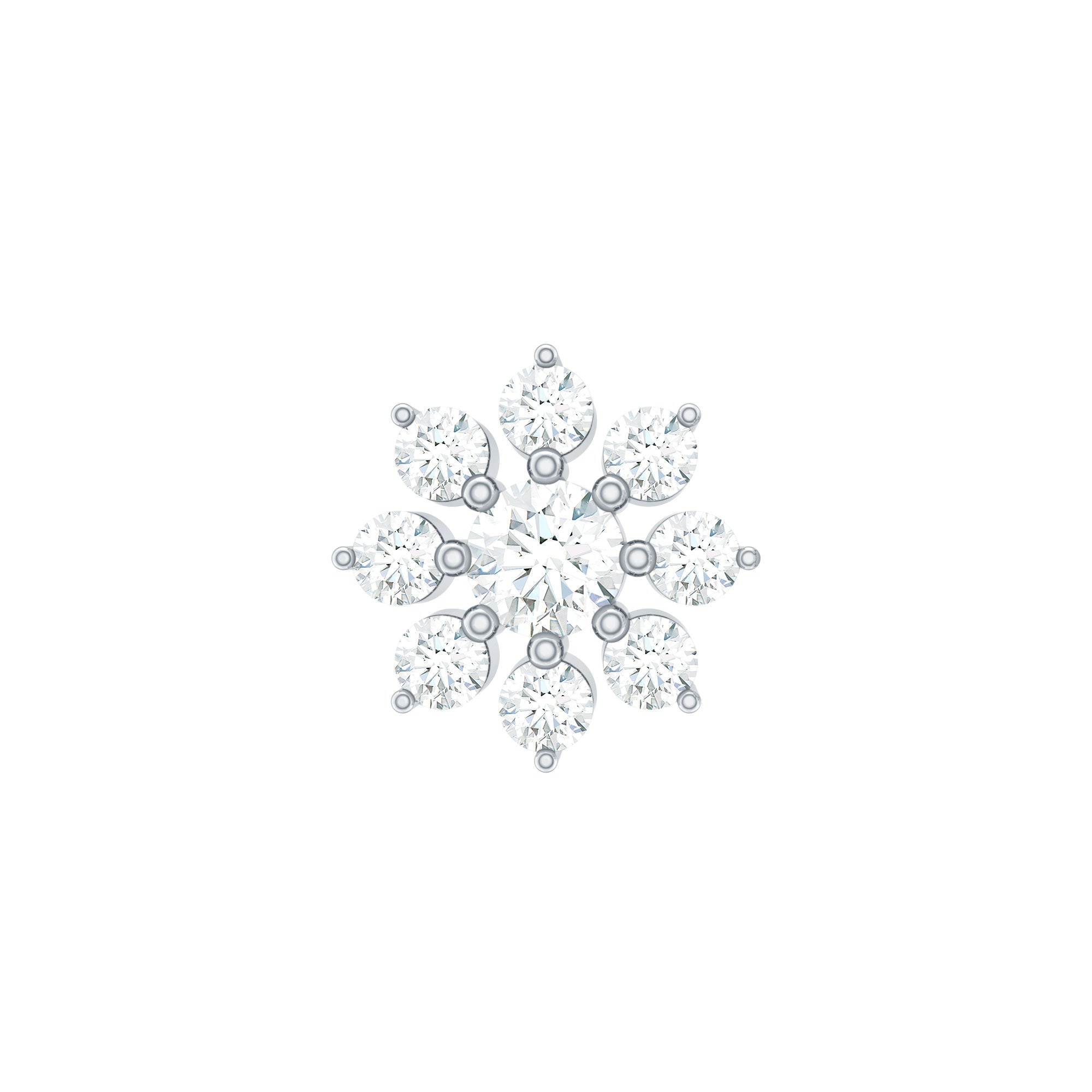 Sparkling Diamond Flower Cartilage Earring with Flat Back Natural - ( HI-SI ) - Rosec Jewels