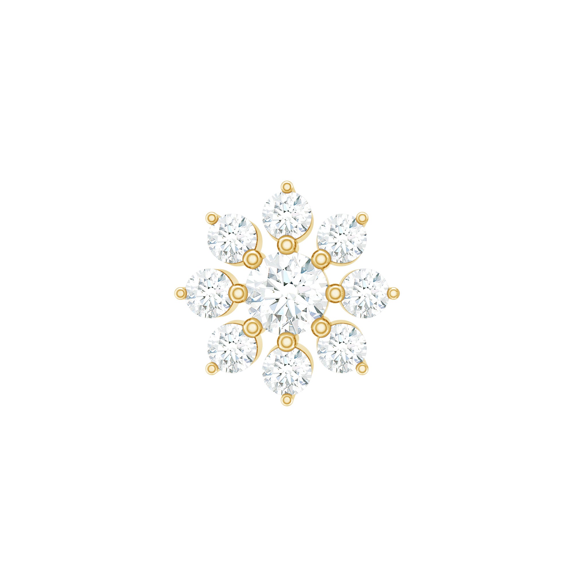 Sparkling Diamond Flower Cartilage Earring with Flat Back Natural - ( HI-SI ) - Rosec Jewels