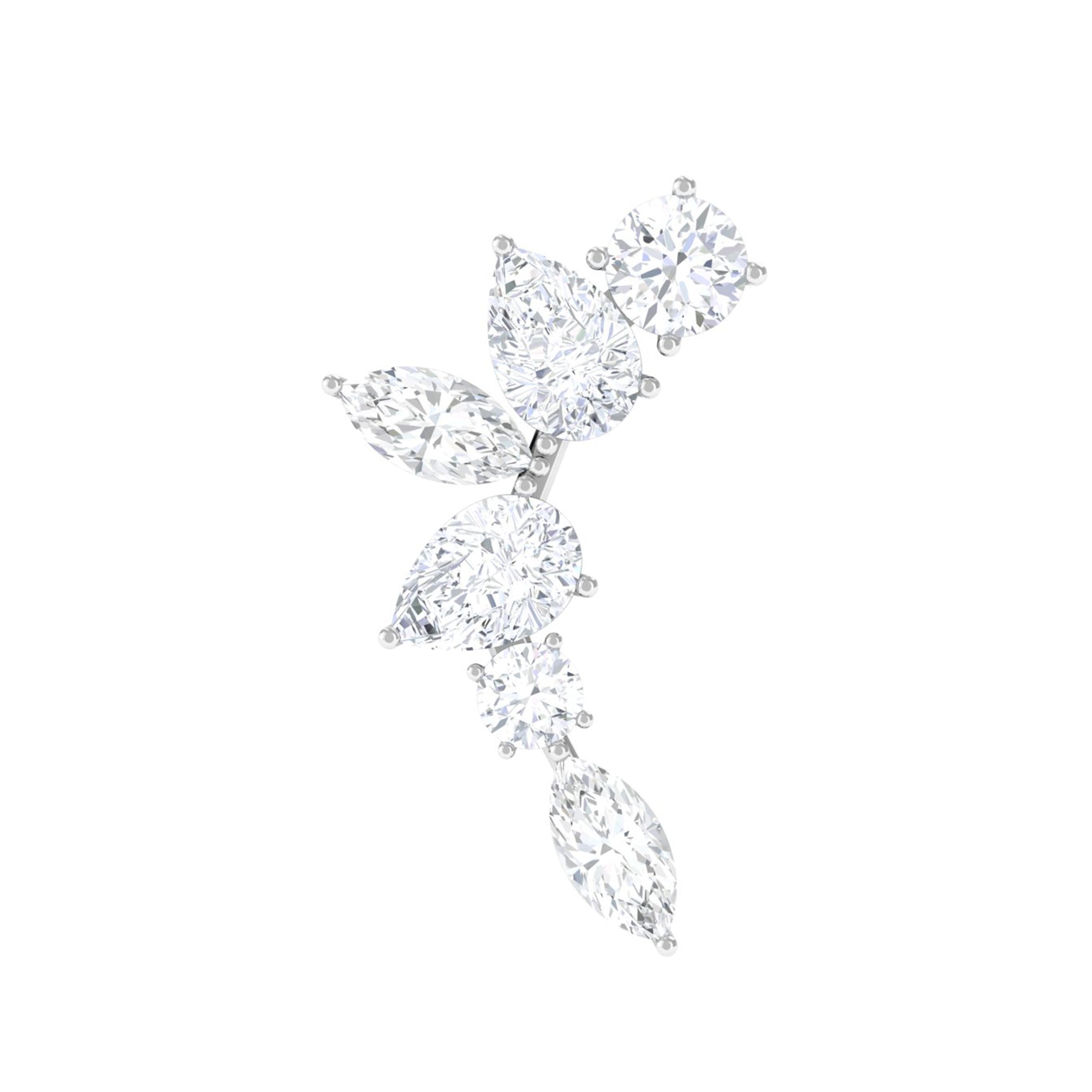 Unique Diamond Ear Crawler Earring for Helix Piercing Natural - ( HI-SI ) - Rosec Jewels