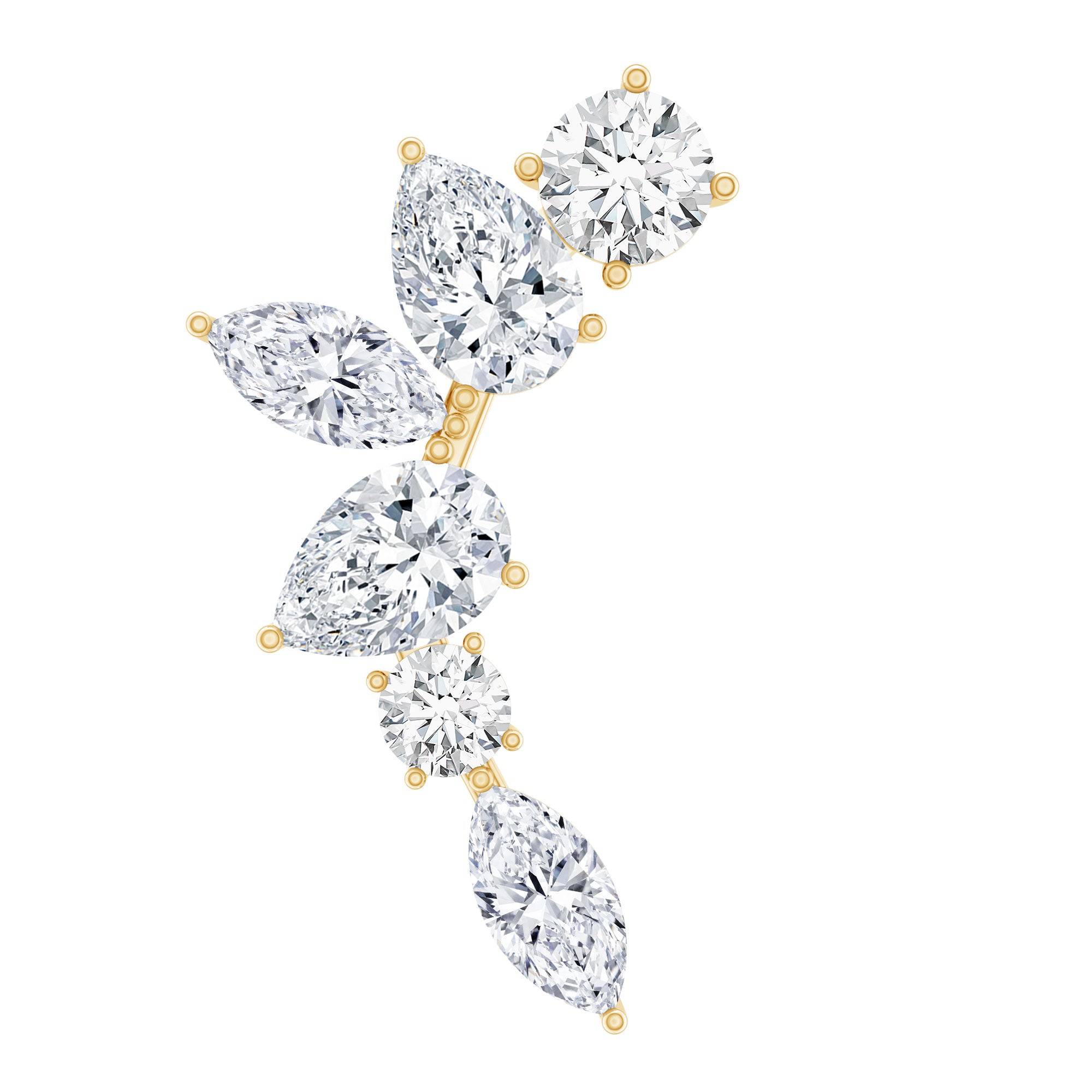 Unique Diamond Ear Crawler Earring for Helix Piercing Natural - ( HI-SI ) - Rosec Jewels