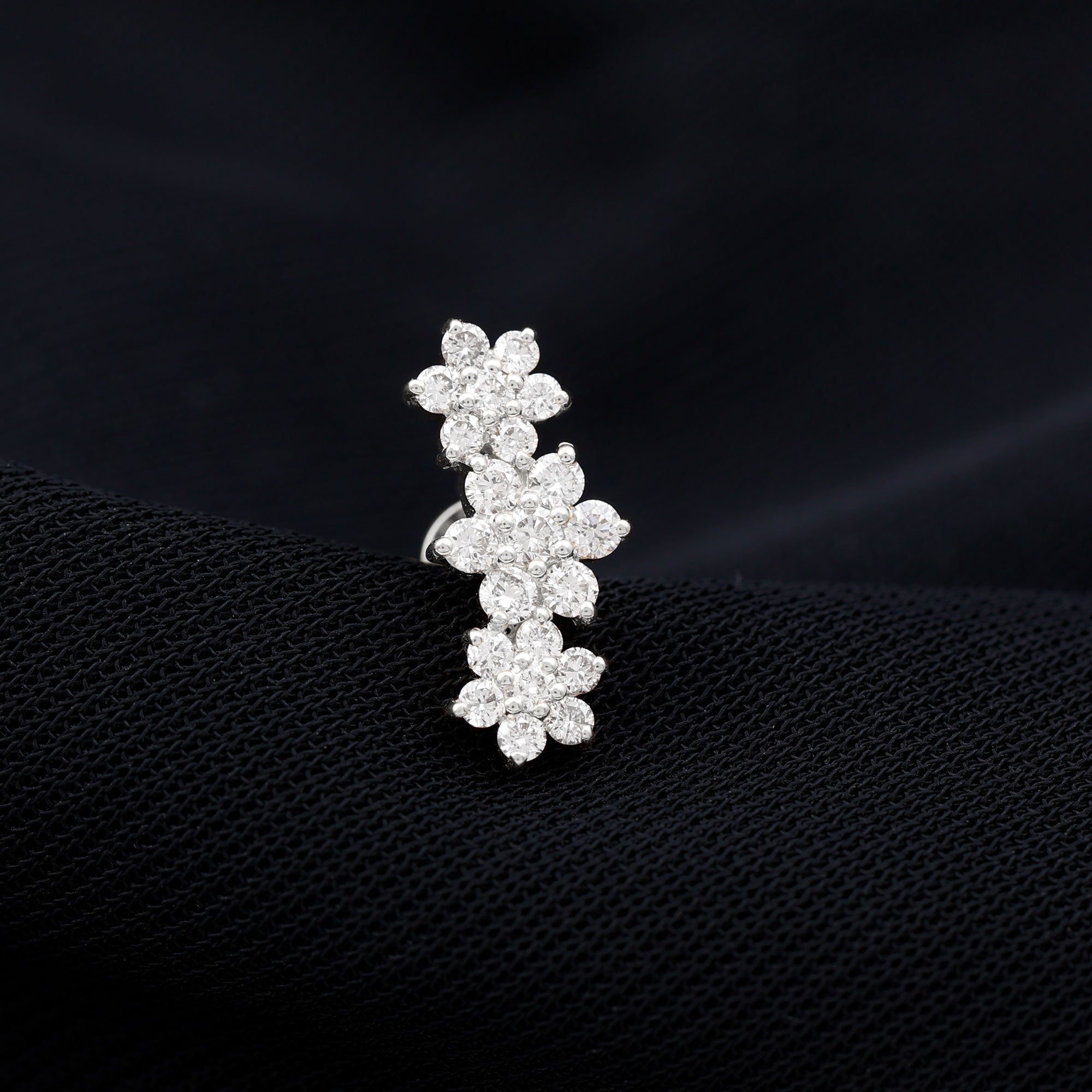 Certified Diamond Flower Crawler Cartilage Earring Natural - ( HI-SI ) - Rosec Jewels