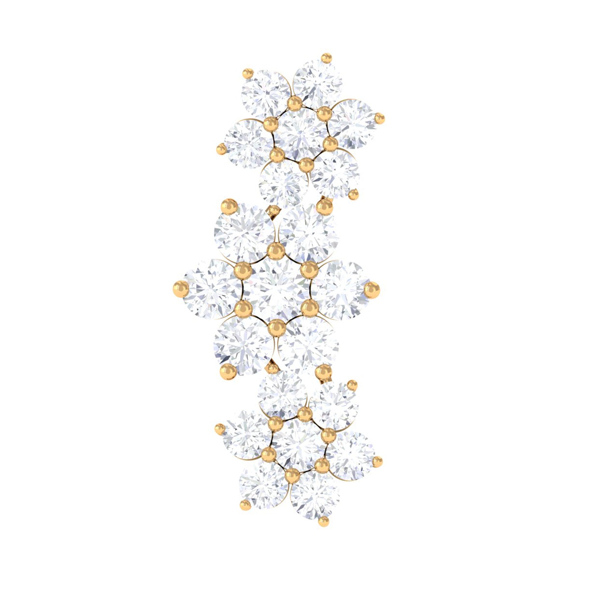Certified Diamond Flower Crawler Cartilage Earring Natural - ( HI-SI ) - Rosec Jewels