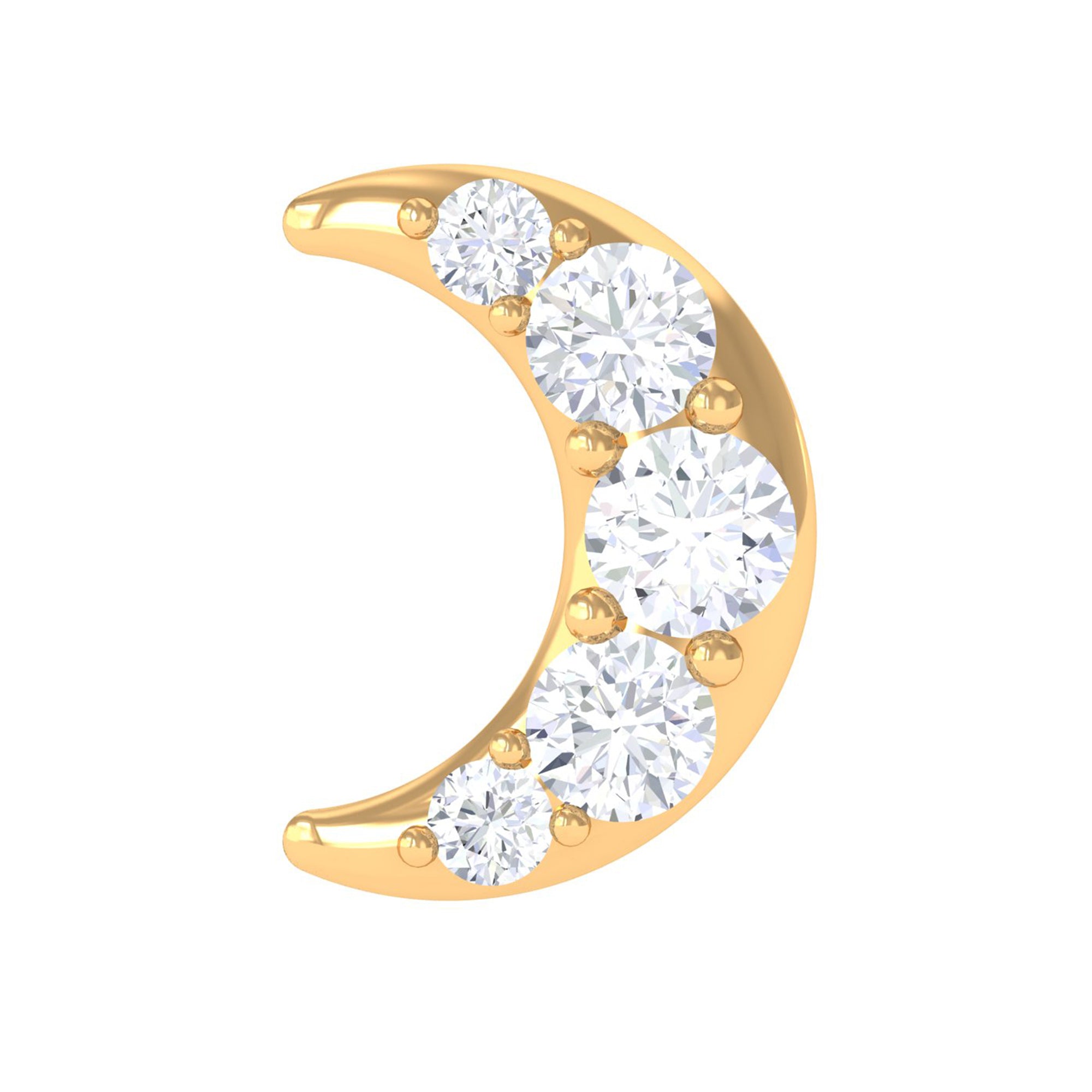 Round Cut Diamond Crescent Moon Cartilage Earring Natural - ( HI-SI ) - Rosec Jewels