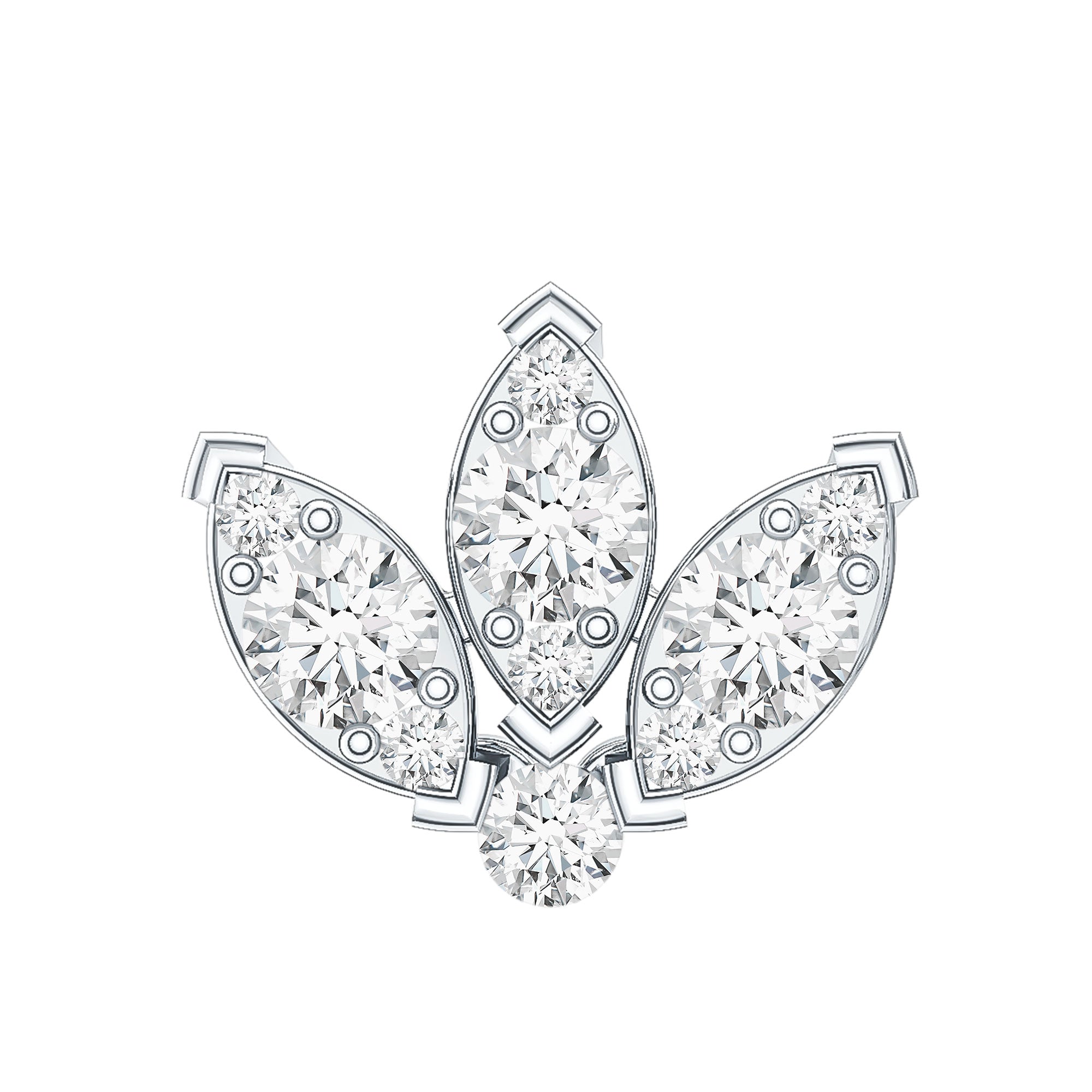 Certified Diamond Lotus Flower Earring with Flat Back Natural - ( HI-SI ) - Rosec Jewels