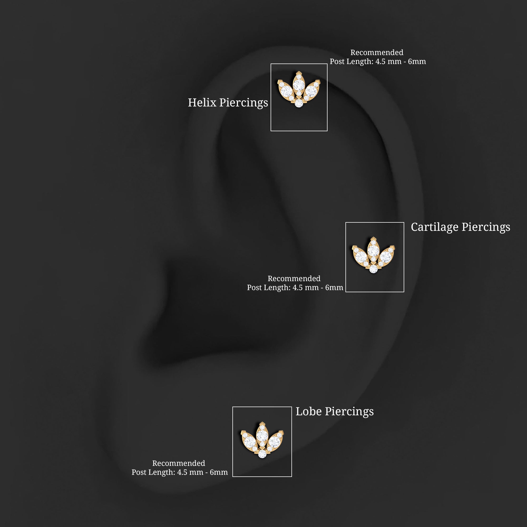 Certified Diamond Lotus Flower Earring with Flat Back Natural - ( HI-SI ) - Rosec Jewels