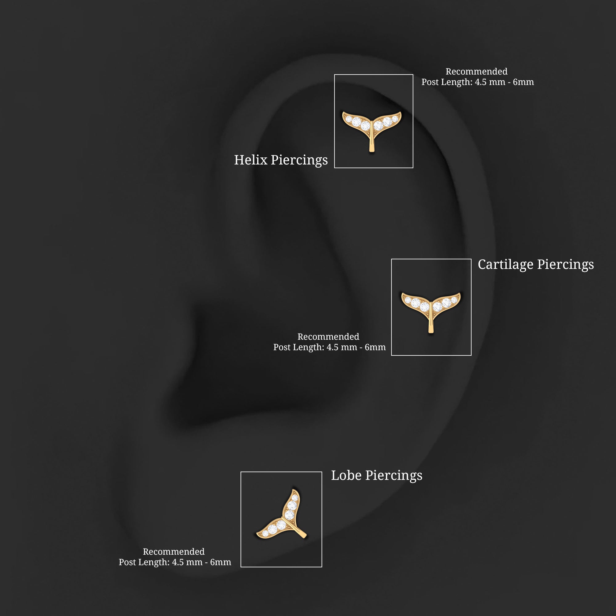 Certified Diamond Whale Tail Earring for Helix Piercing Natural - ( HI-SI ) - Rosec Jewels