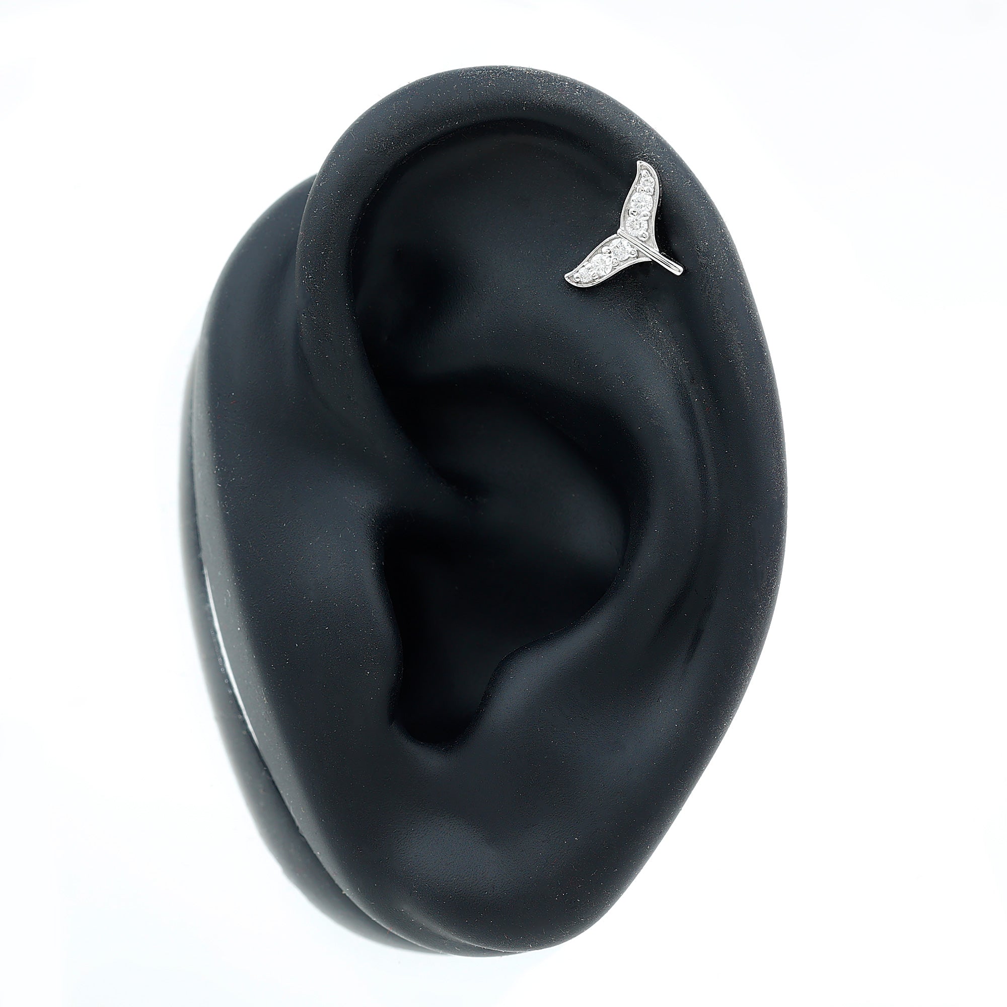 Certified Diamond Whale Tail Earring for Helix Piercing Natural - ( HI-SI ) - Rosec Jewels