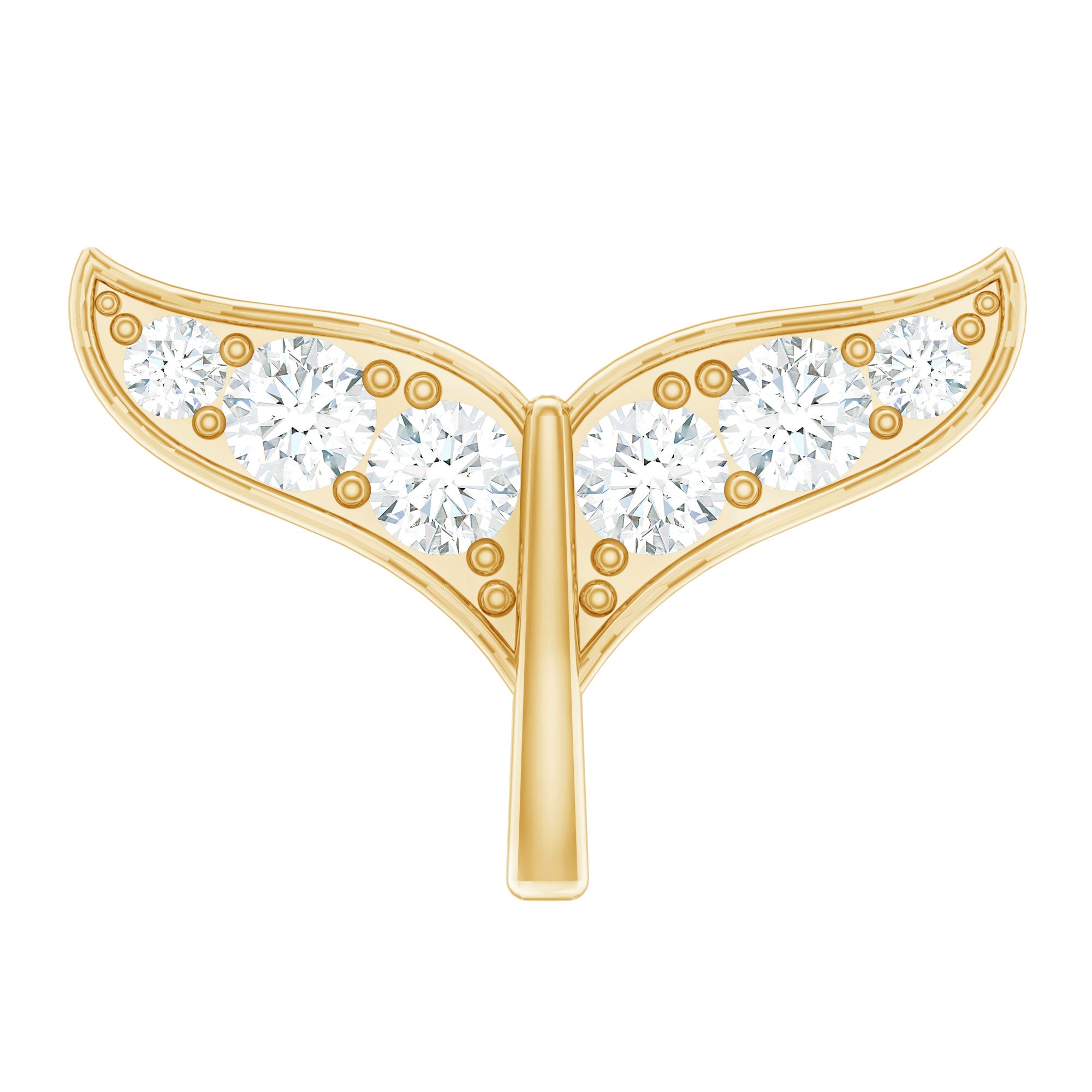 Certified Diamond Whale Tail Earring for Helix Piercing Natural - ( HI-SI ) - Rosec Jewels
