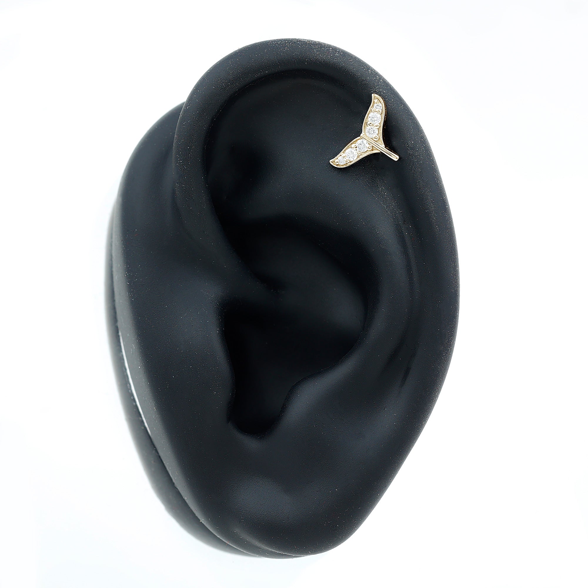 Certified Diamond Whale Tail Earring for Helix Piercing Natural - ( HI-SI ) - Rosec Jewels