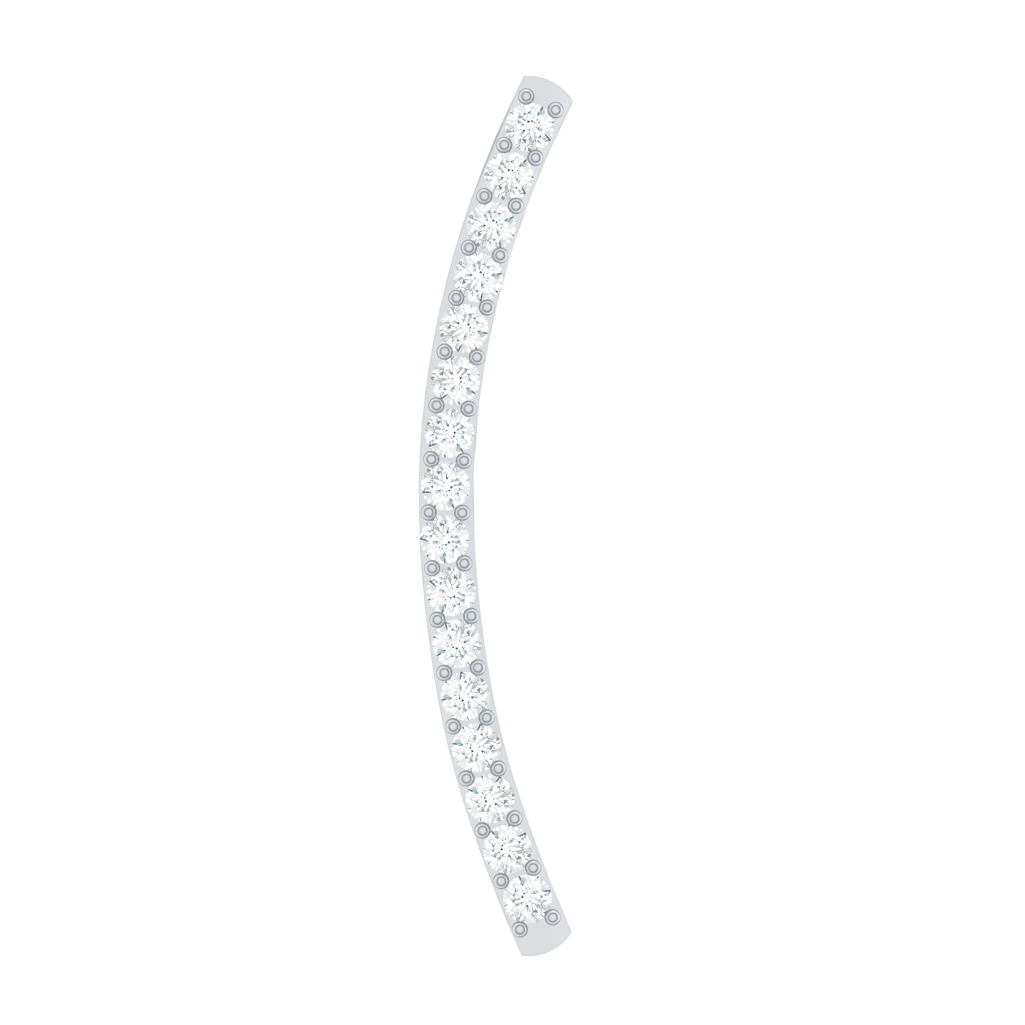 Pave Set Diamond Curved Bar Earring for Cartilage Piercing Natural - ( HI-SI ) - Rosec Jewels