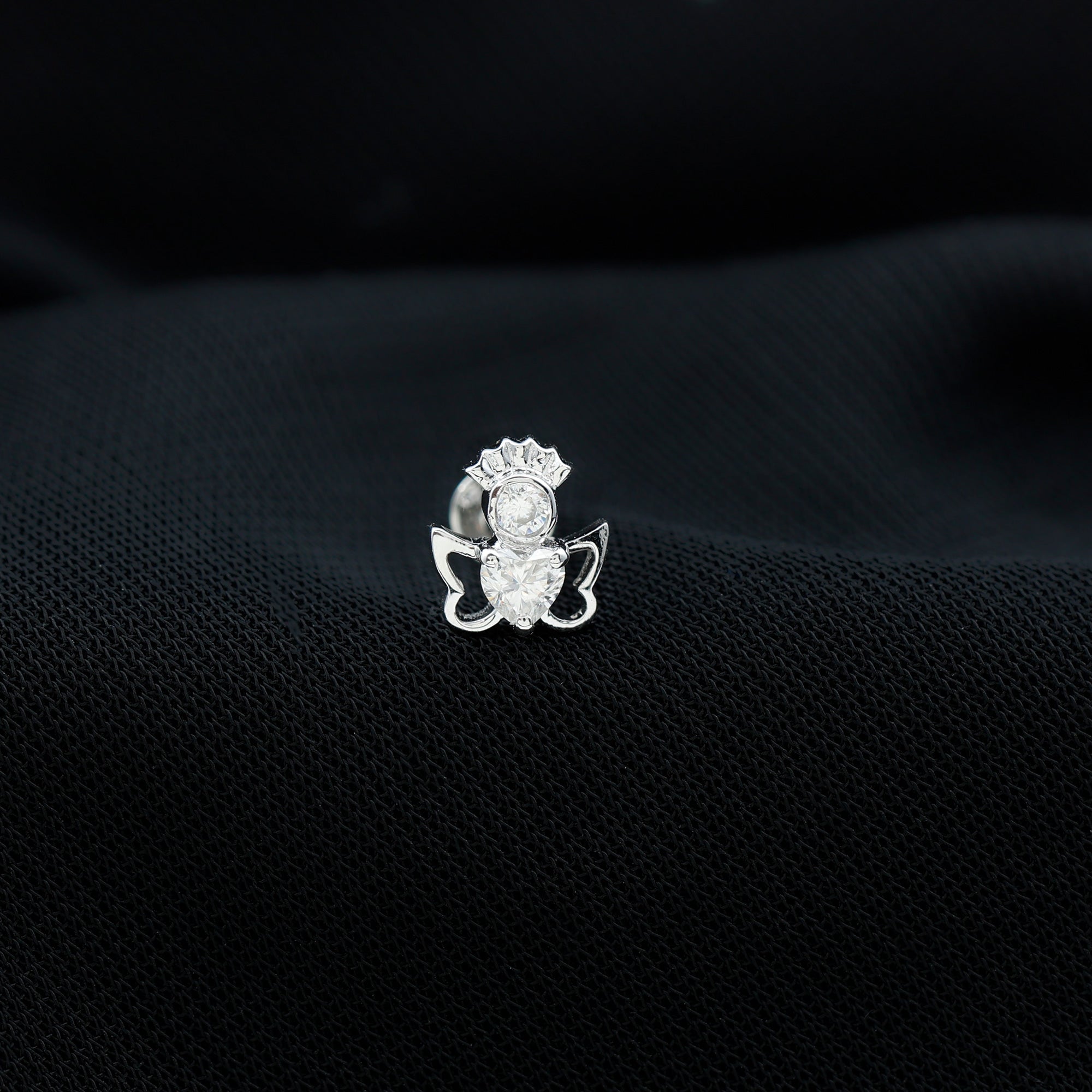 Heart Diamond Angel Earring for Helix Piercing Natural - ( HI-SI ) - Rosec Jewels