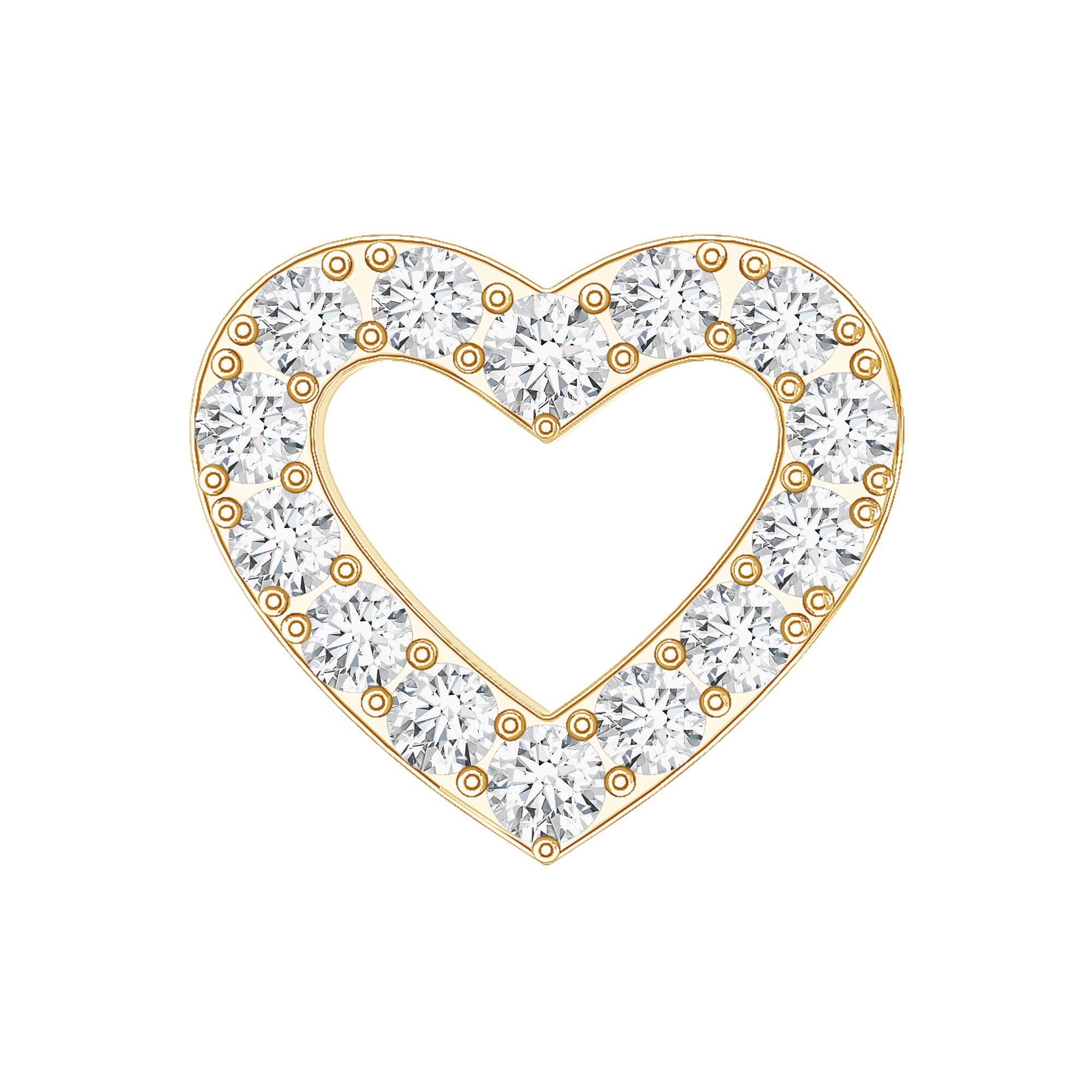 Cute Diamond Open Heart Earring for Helix Piercing Natural - ( HI-SI ) - Rosec Jewels