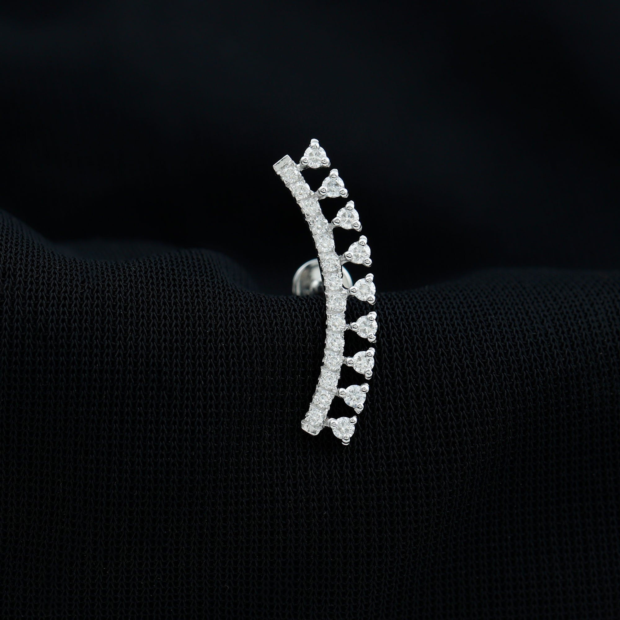 Minimal Diamond Crawler Earring for Cartilage Piercing Natural - ( HI-SI ) - Rosec Jewels