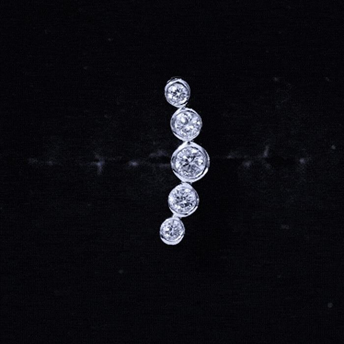 Graduated Style Diamond Crawler Earring for Helix Piercing Natural - ( HI-SI ) - Rosec Jewels