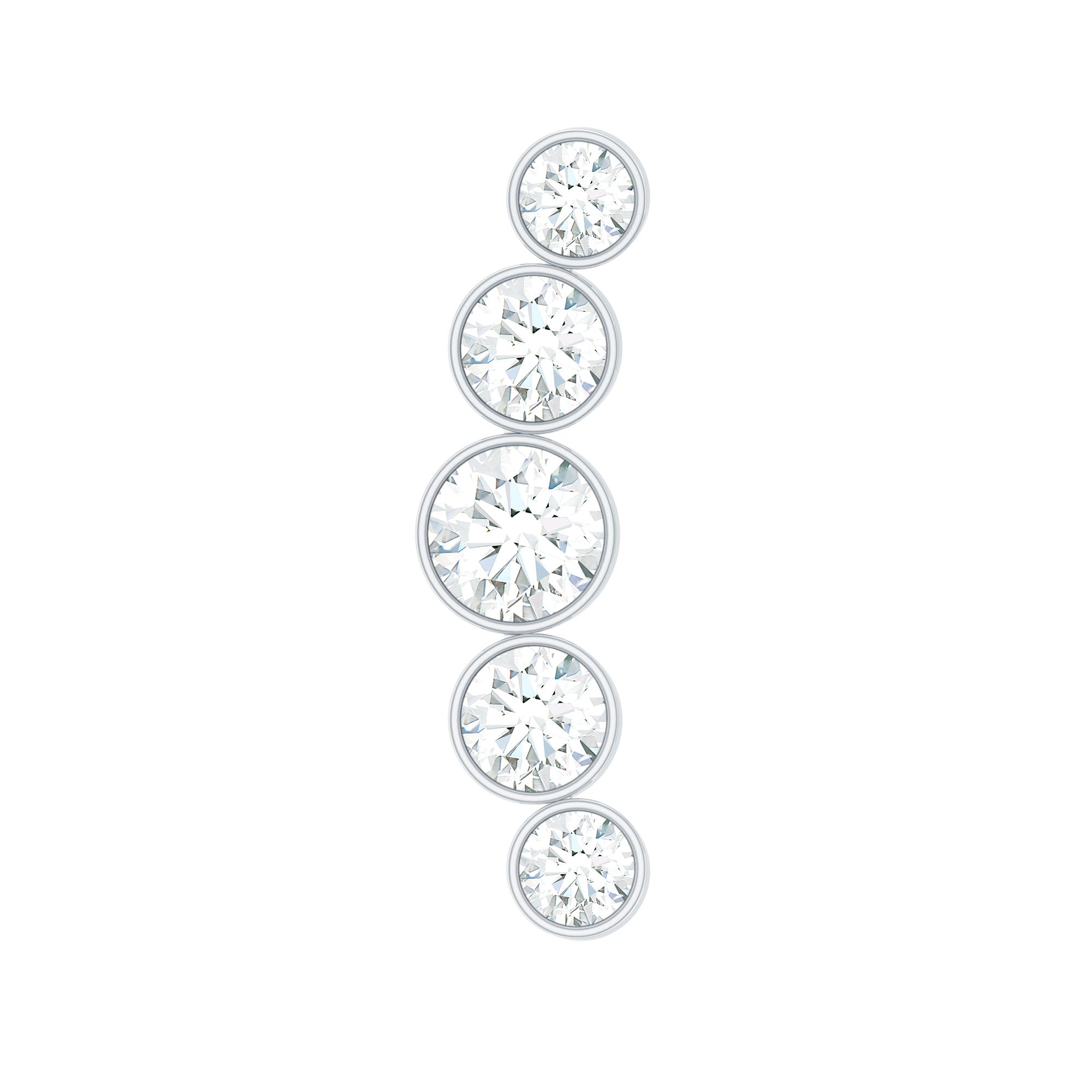 Graduated Style Diamond Crawler Earring for Helix Piercing Natural - ( HI-SI ) - Rosec Jewels
