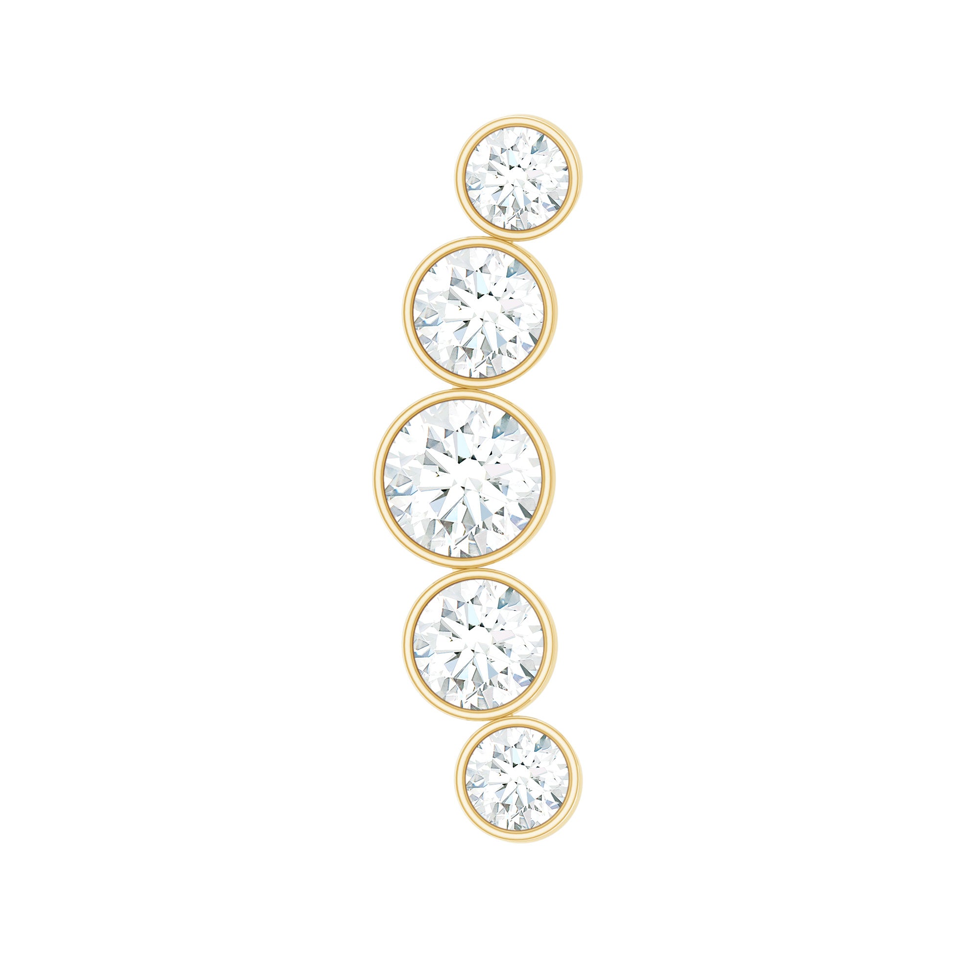 Graduated Style Diamond Crawler Earring for Helix Piercing Natural - ( HI-SI ) - Rosec Jewels