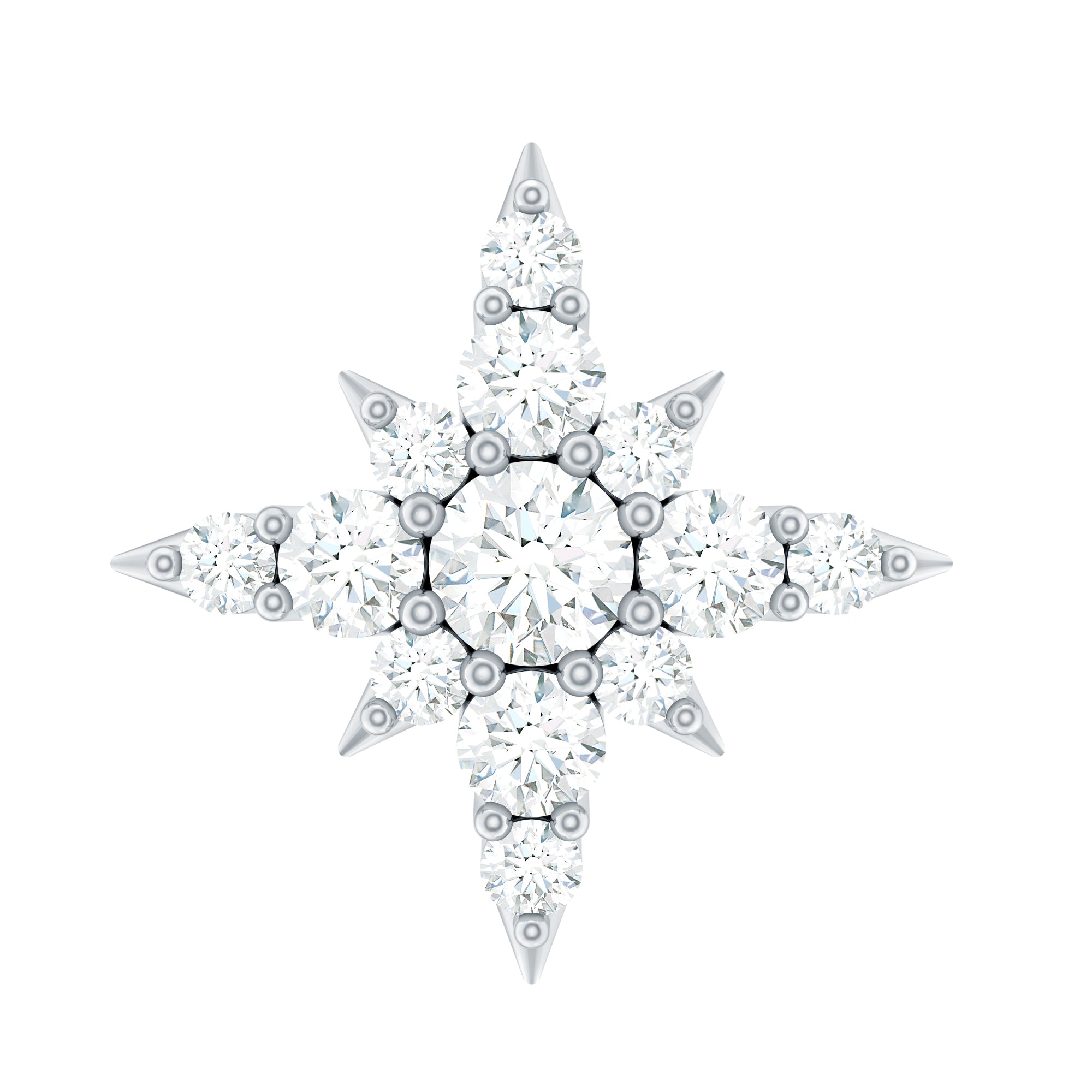 Sparkling Diamond Starburst Earring for Cartilage Piercing Natural - ( HI-SI ) - Rosec Jewels