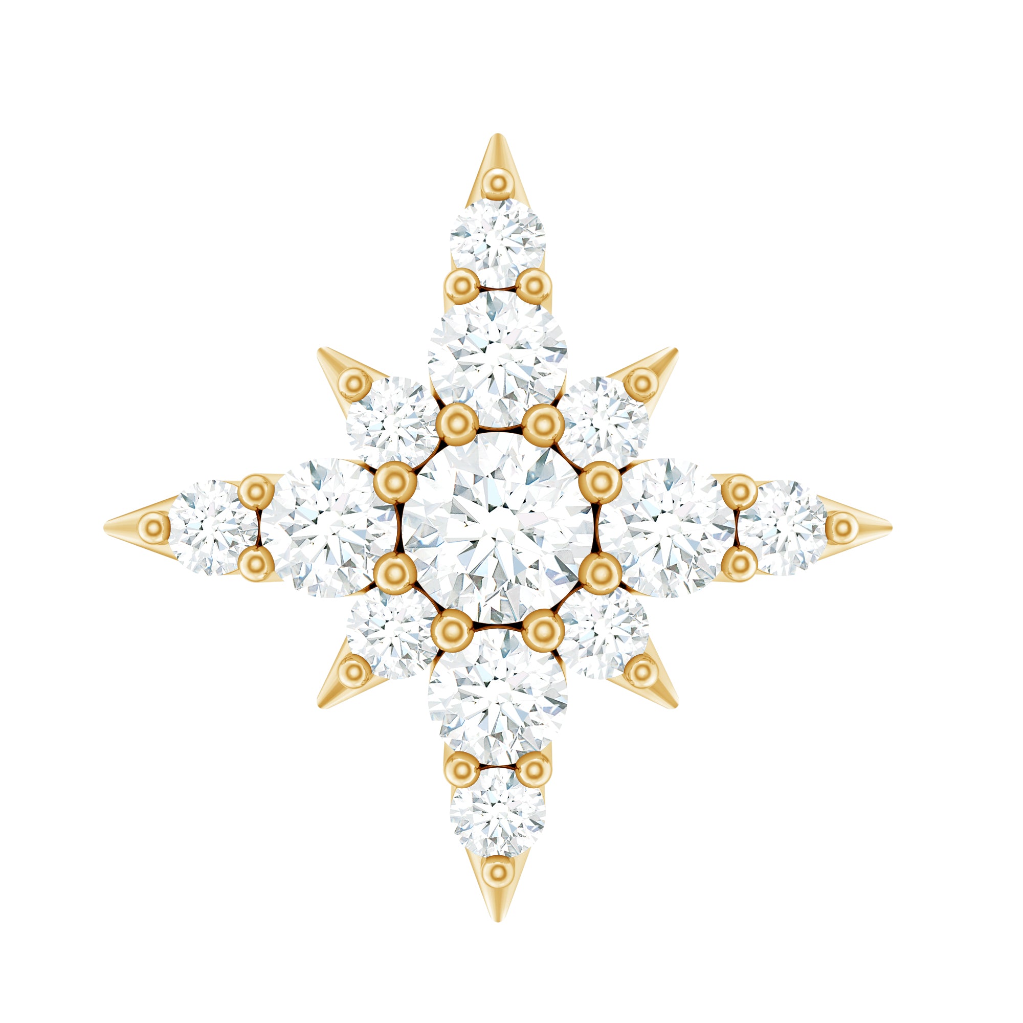 Sparkling Diamond Starburst Earring for Cartilage Piercing Natural - ( HI-SI ) - Rosec Jewels