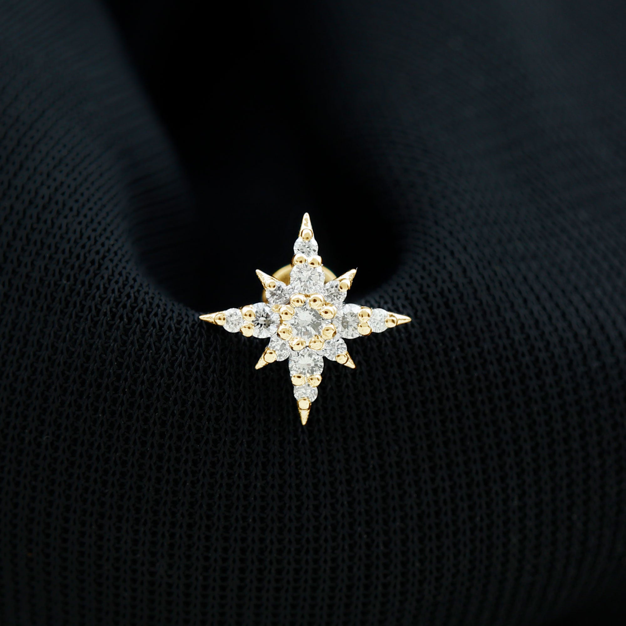 Sparkling Diamond Starburst Earring for Cartilage Piercing Natural - ( HI-SI ) - Rosec Jewels