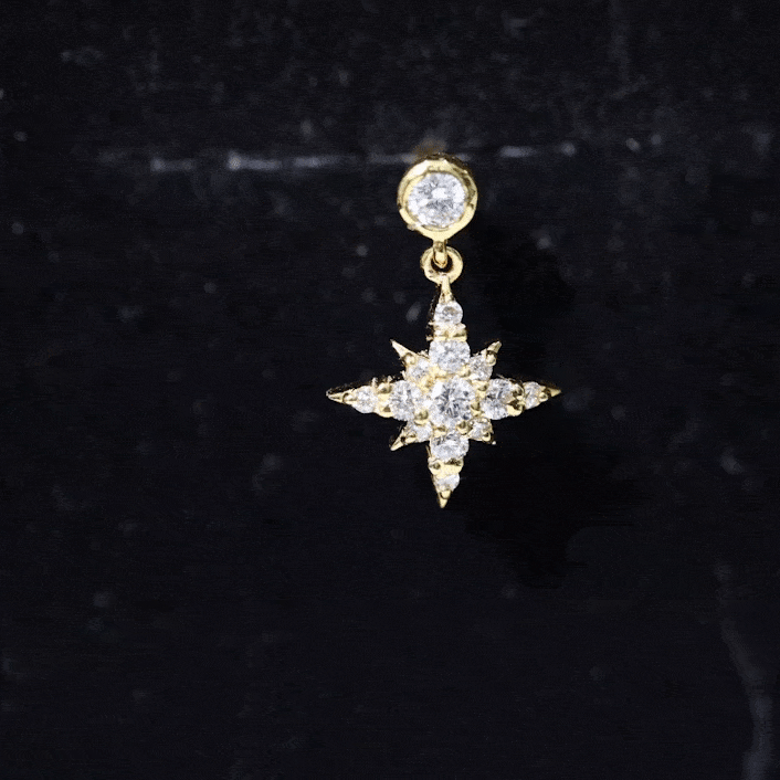 Certified Diamond Starburst Drop Earring for Helix Piercing Natural - ( HI-SI ) - Rosec Jewels
