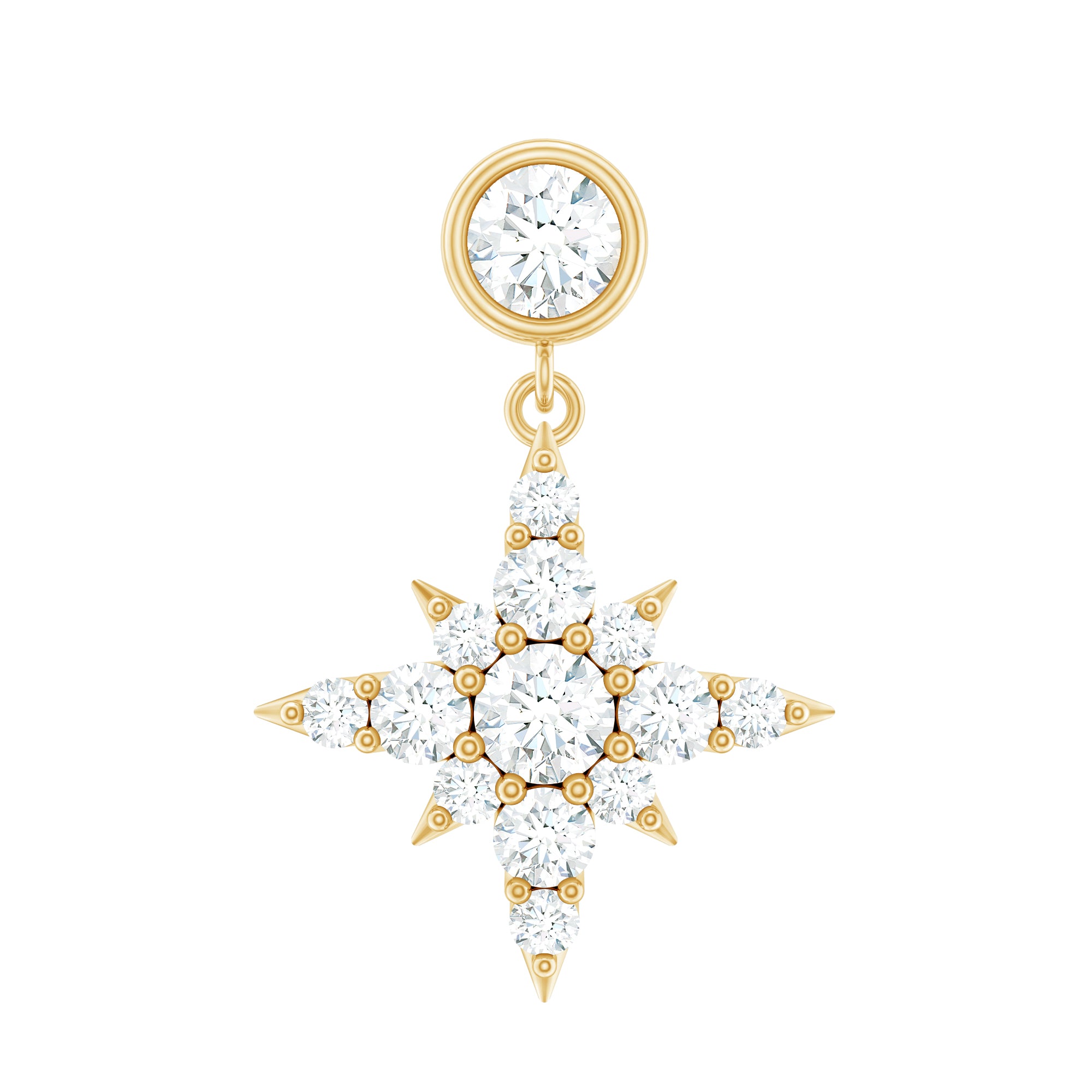 Certified Diamond Starburst Drop Earring for Helix Piercing Natural - ( HI-SI ) - Rosec Jewels