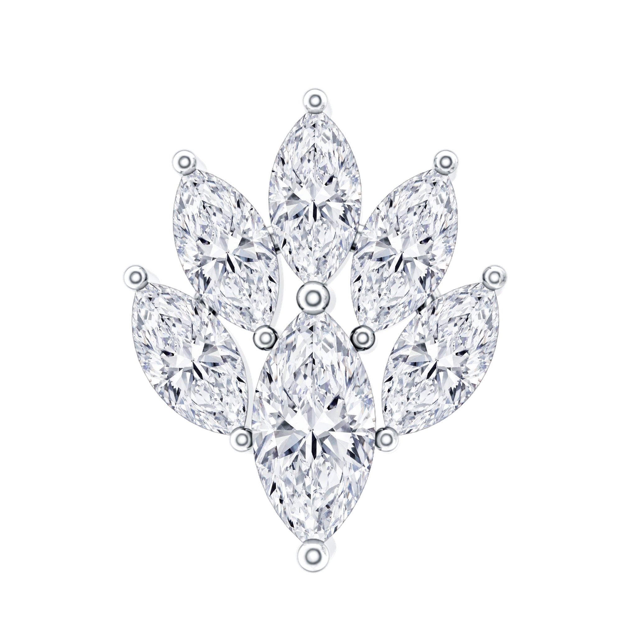 Marquise Diamond Leaf Cluster Helix Earring Natural - ( HI-SI ) - Rosec Jewels