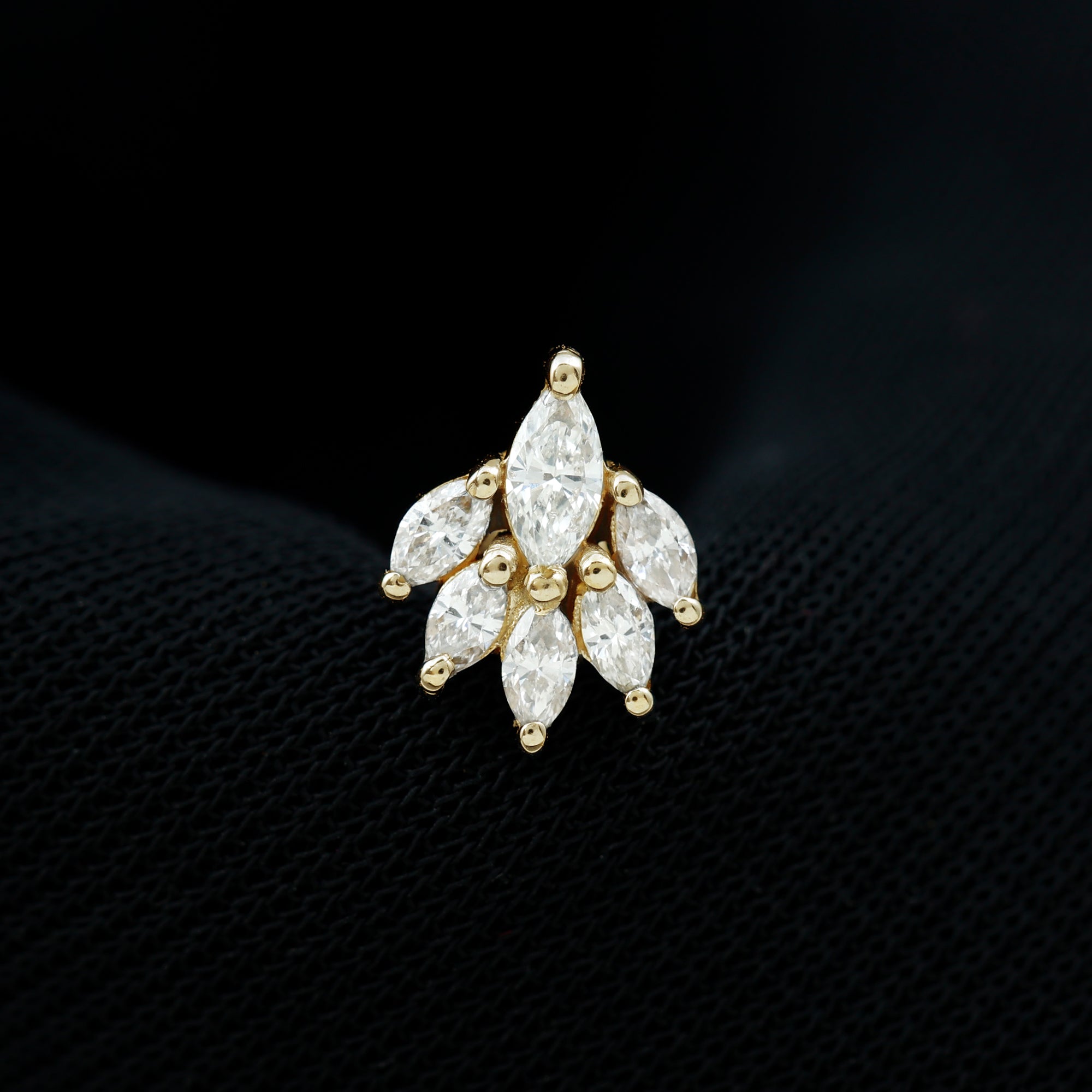 Marquise Diamond Leaf Cluster Helix Earring Natural - ( HI-SI ) - Rosec Jewels