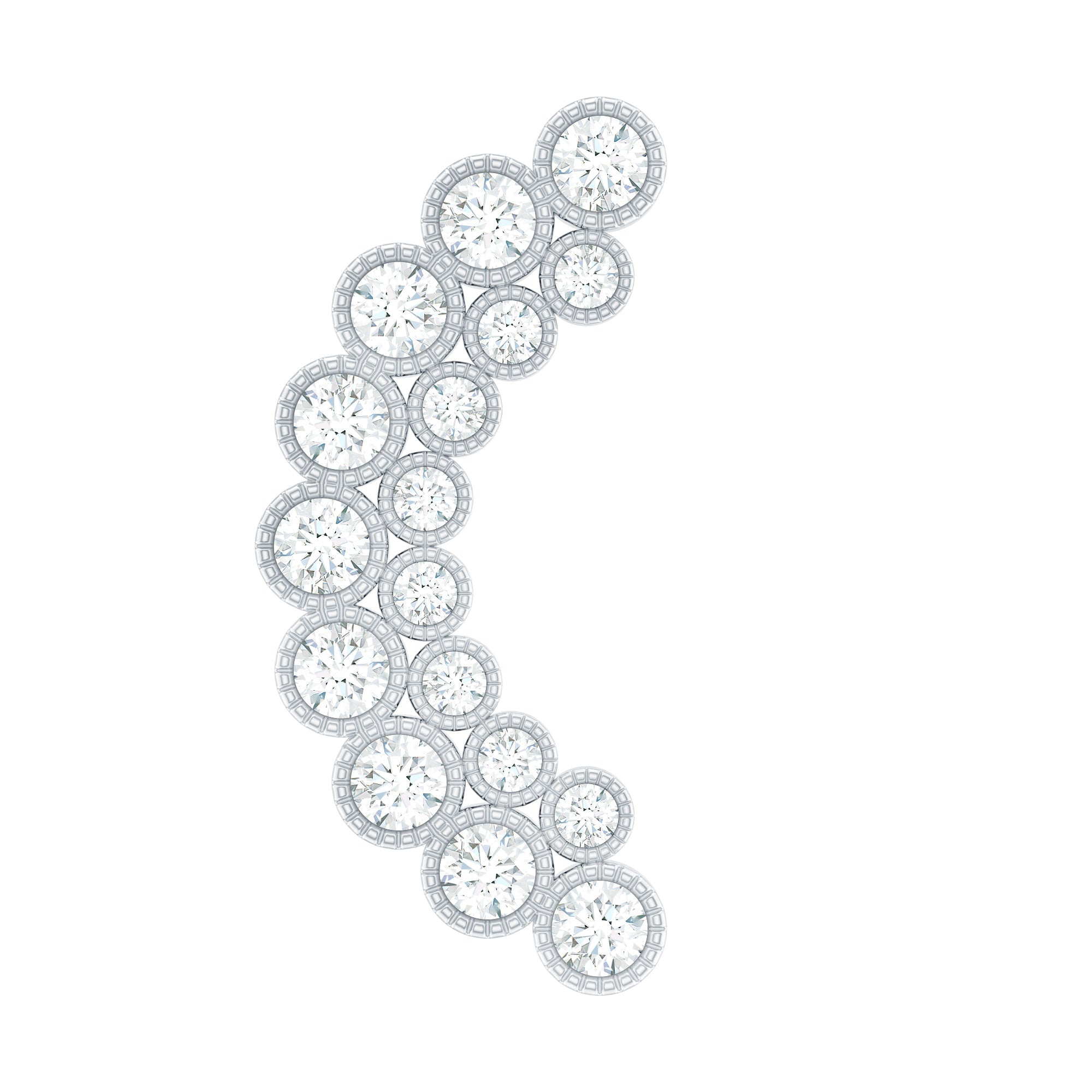 Diamond Curved Crawler Earring in Bezel Set Natural - ( HI-SI ) - Rosec Jewels