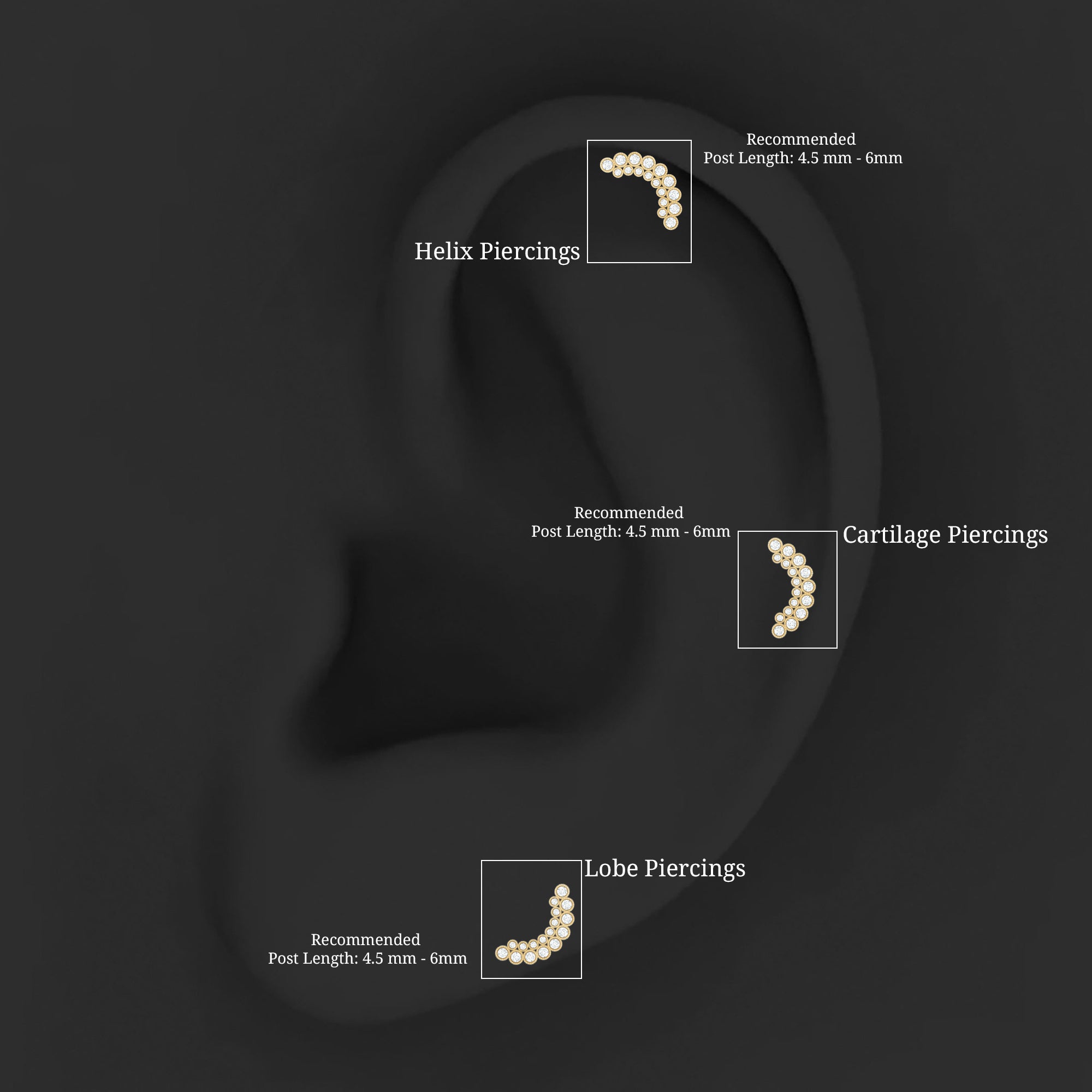 Diamond Curved Crawler Earring in Bezel Set Natural - ( HI-SI ) - Rosec Jewels
