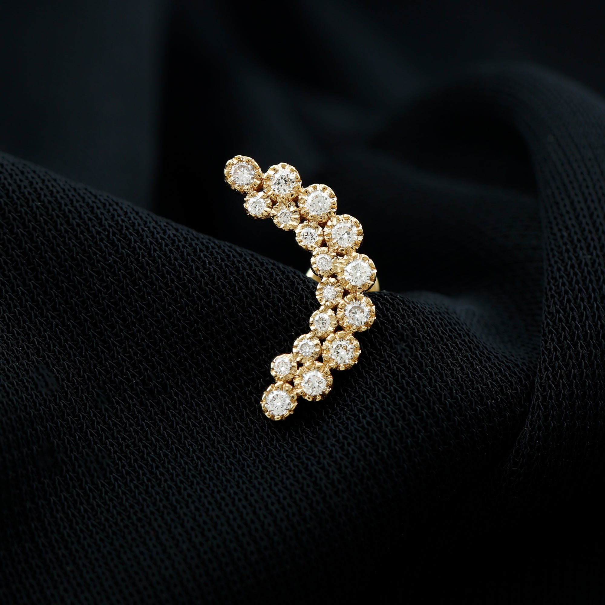 Diamond Curved Crawler Earring in Bezel Set Natural - ( HI-SI ) - Rosec Jewels