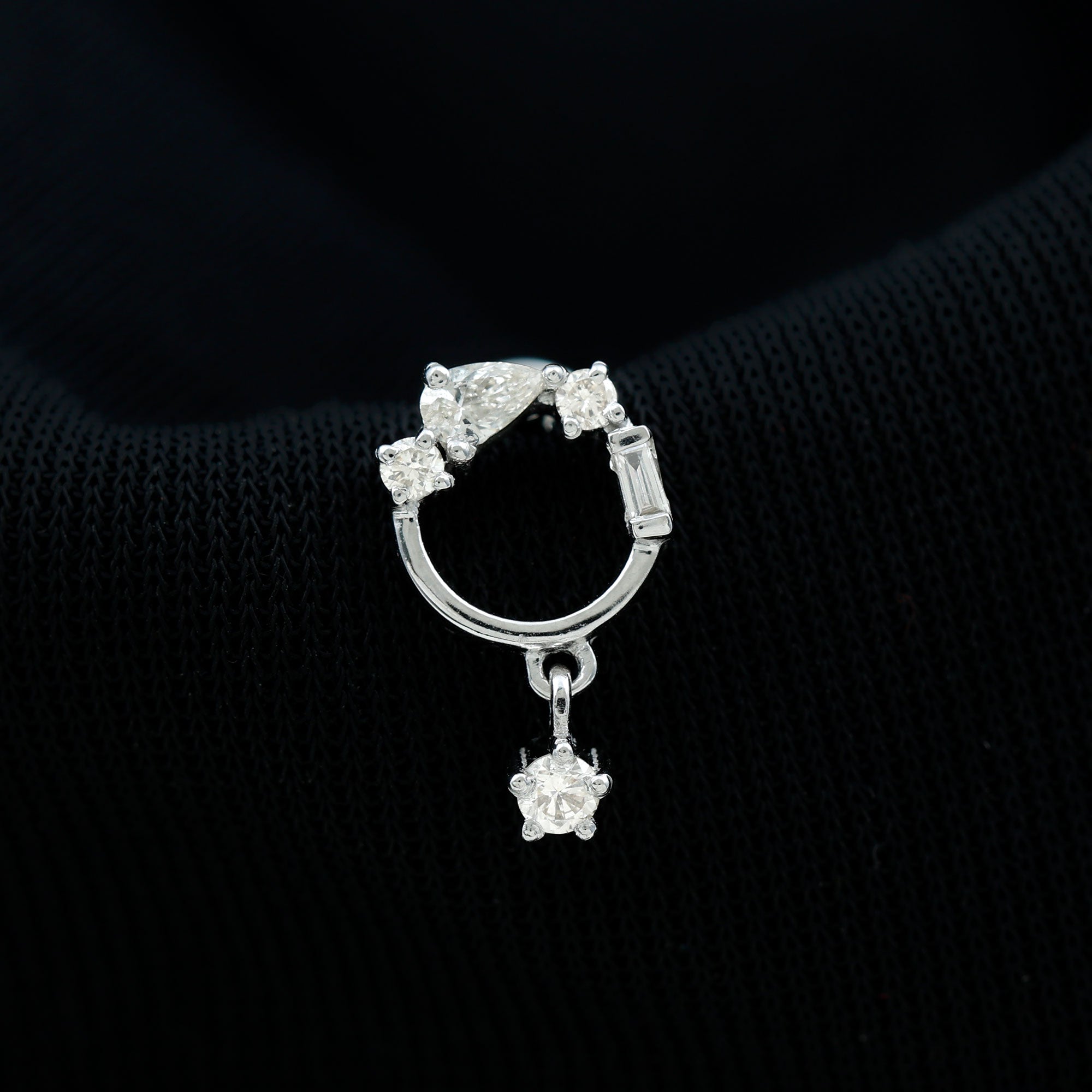 Natural Diamond Circle Drop Earring with Flat Back Natural - ( HI-SI ) - Rosec Jewels