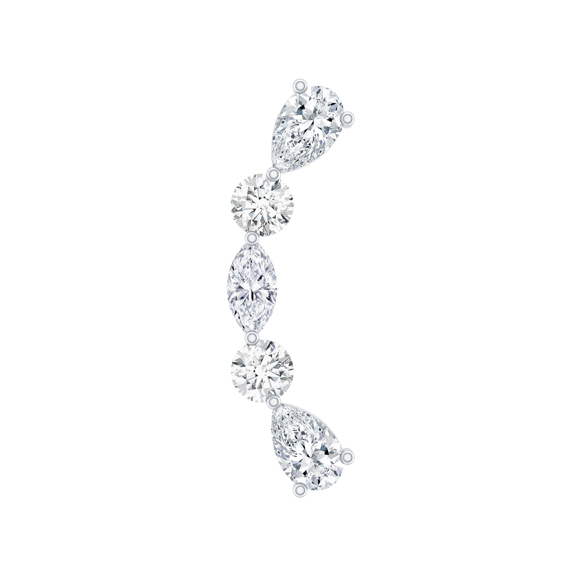 Simple Diamond Curved Crawler Earring for Helix Piercing Natural - ( HI-SI ) - Rosec Jewels