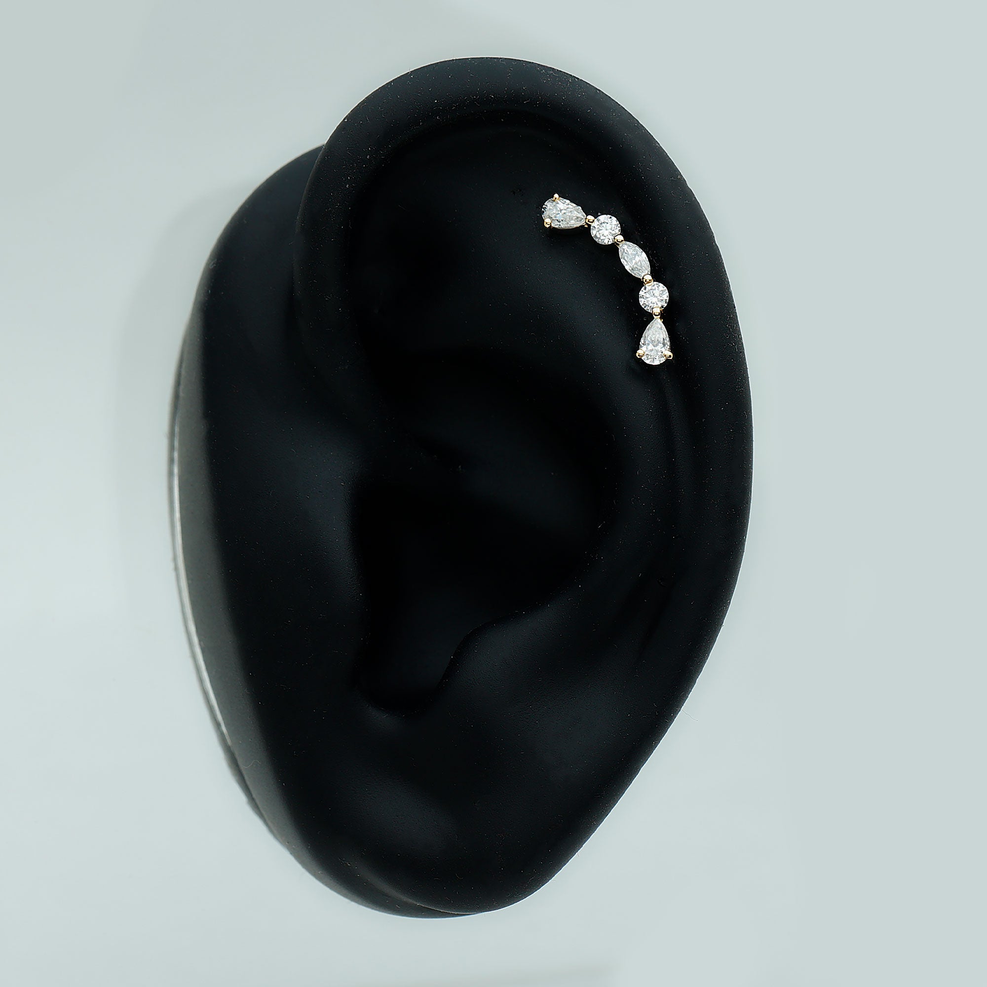 Simple Diamond Curved Crawler Earring for Helix Piercing Natural - ( HI-SI ) - Rosec Jewels