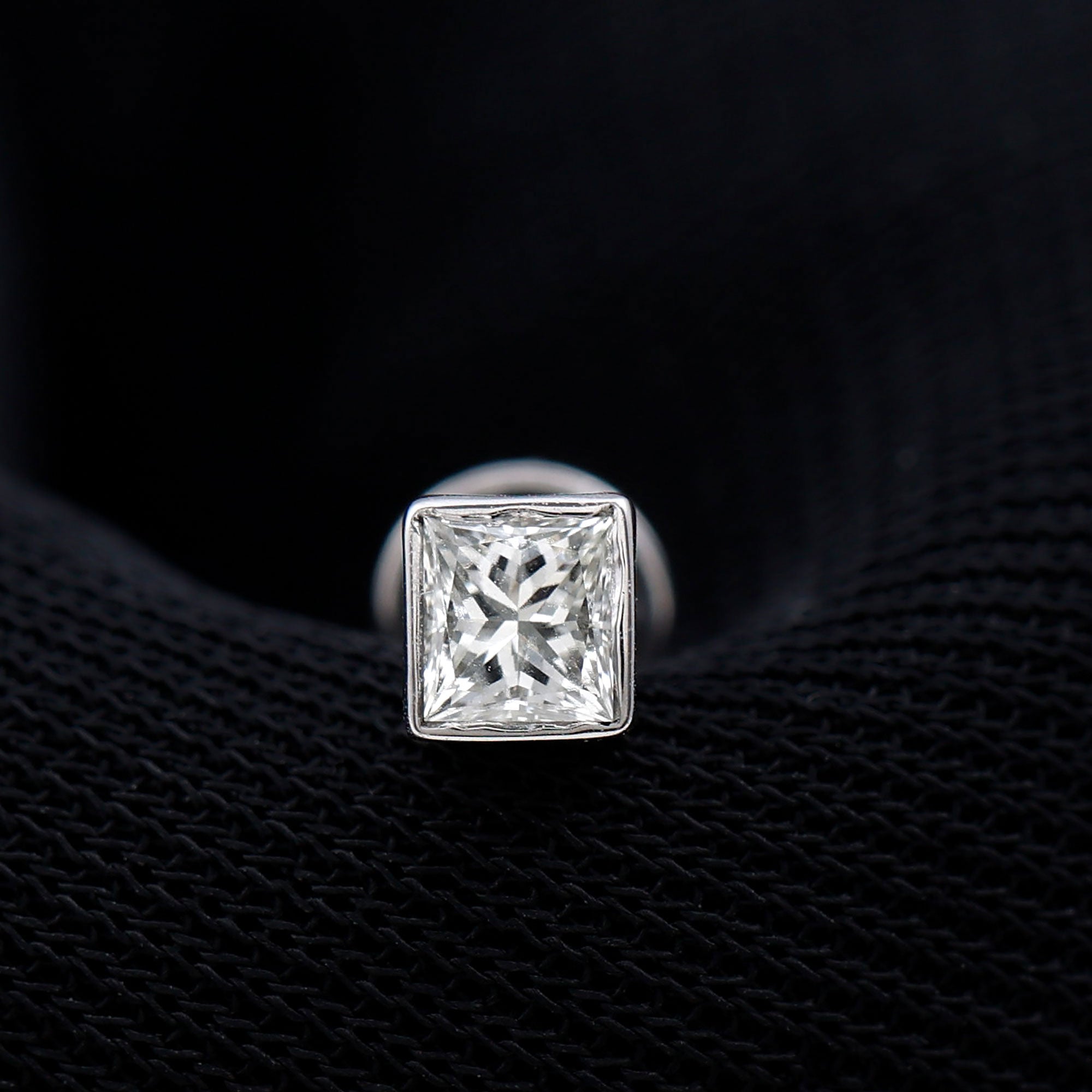 Princess Cut Diamond Conch Earring in Bezel Setting Natural - ( HI-SI ) - Rosec Jewels