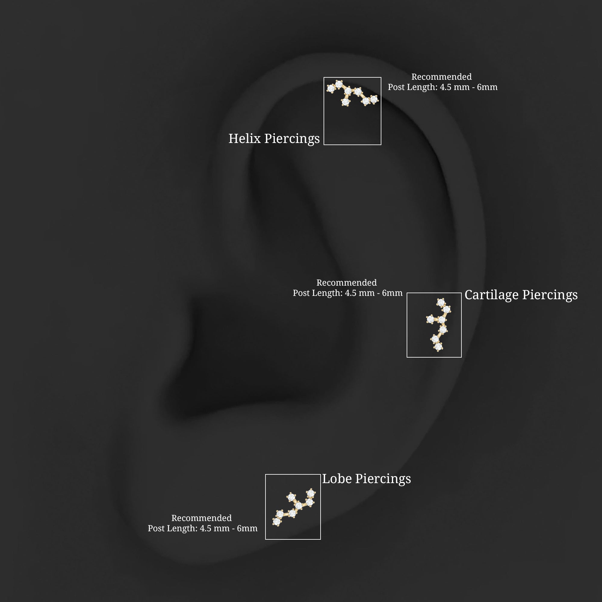 Diamond Leo Constellation Crawler Earring for Helix Piercing Natural - ( HI-SI ) - Rosec Jewels