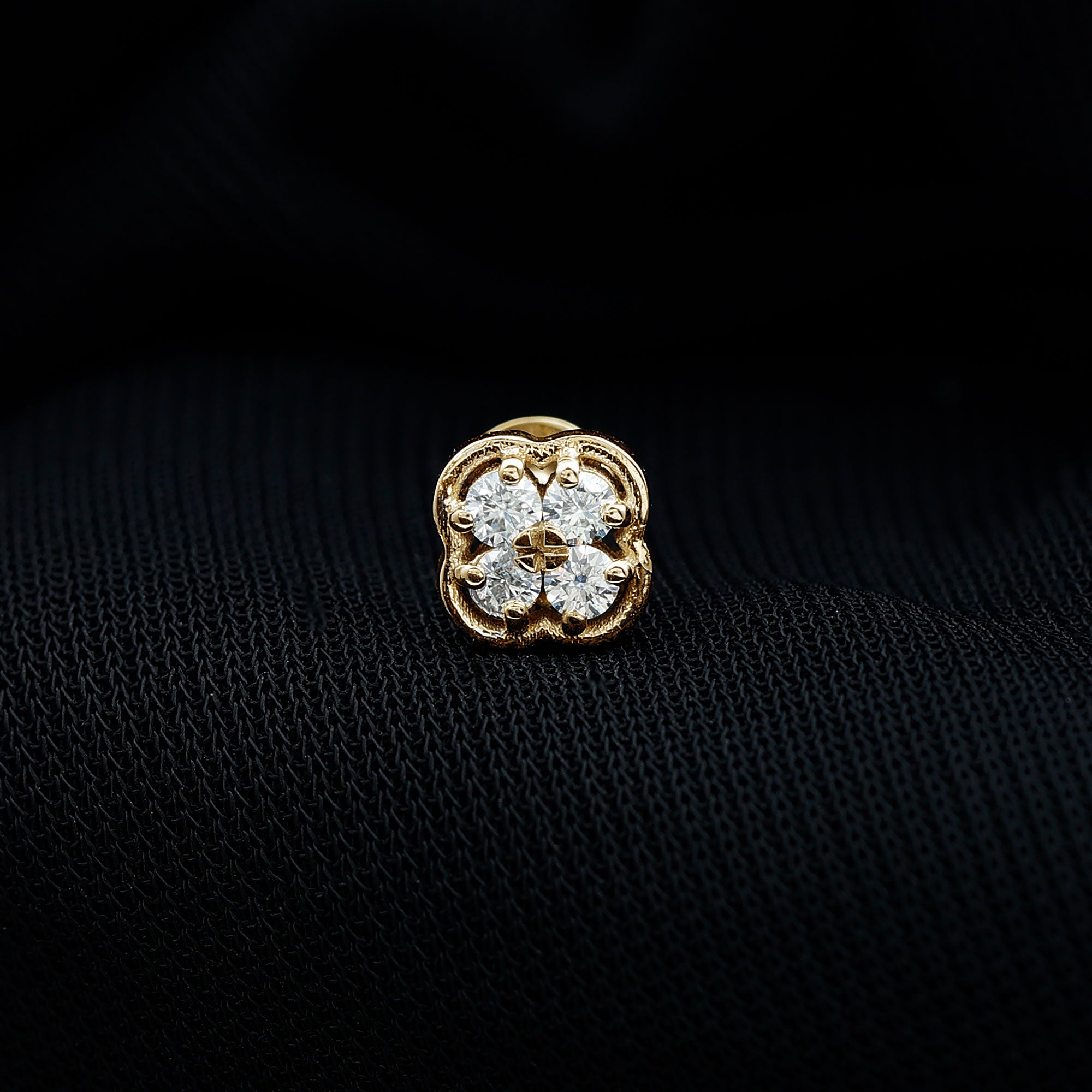 Diamond Flower Cluster Earring for Helix Piercing Natural - ( HI-SI ) - Rosec Jewels