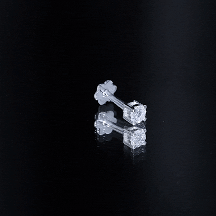 Minimalist Diamond Solitaire Earring for Tragus Piercing Natural - ( HI-SI ) - Rosec Jewels