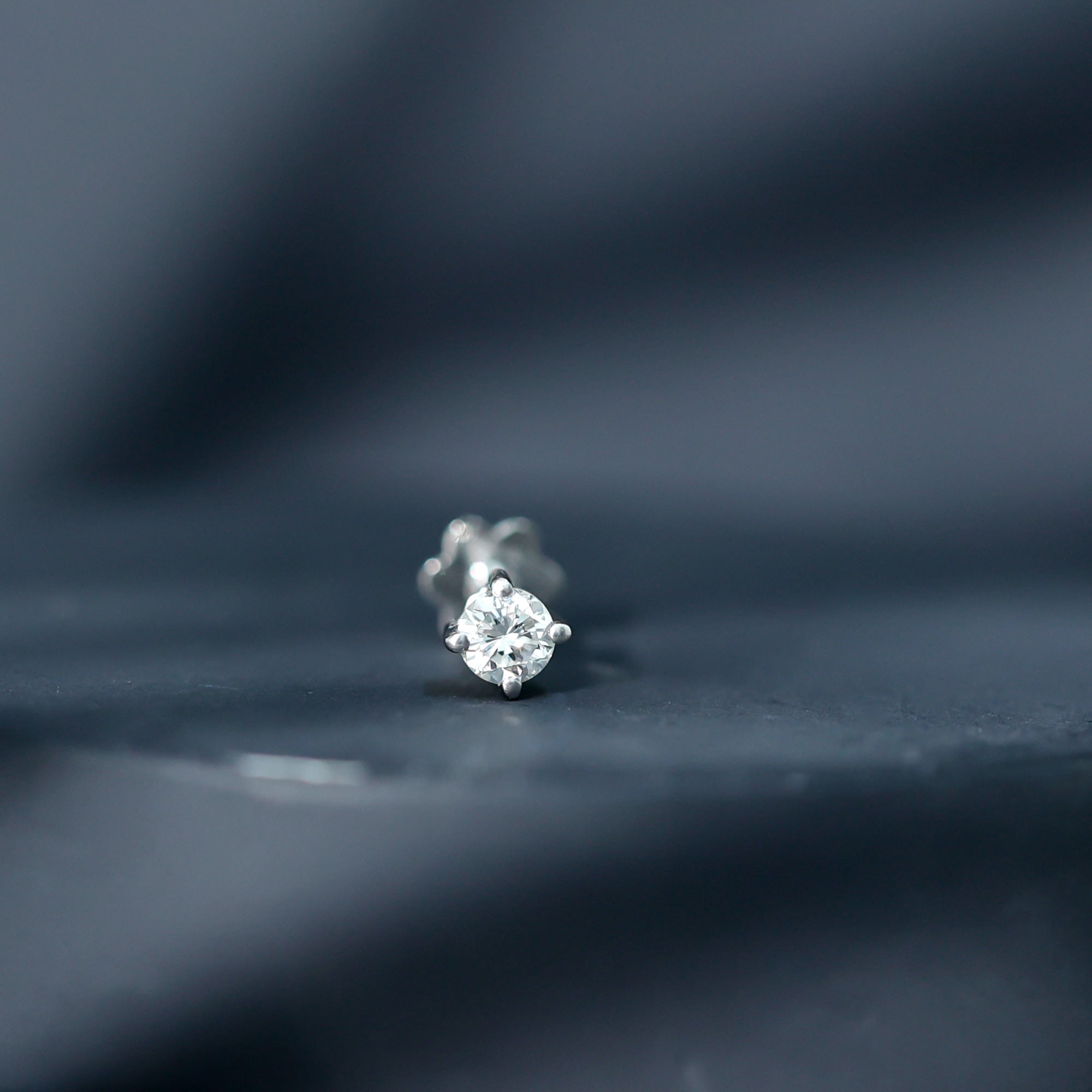 Minimalist Diamond Solitaire Earring for Tragus Piercing Natural - ( HI-SI ) - Rosec Jewels