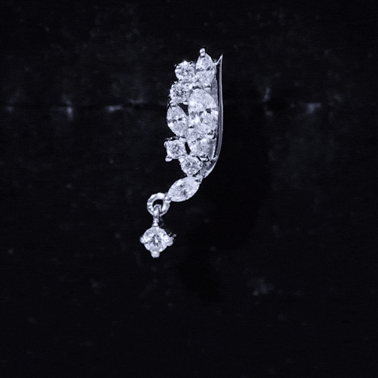 Brilliant Cut Diamond Wing Helix Drop Earring with Flat Back Natural - ( HI-SI ) - Rosec Jewels