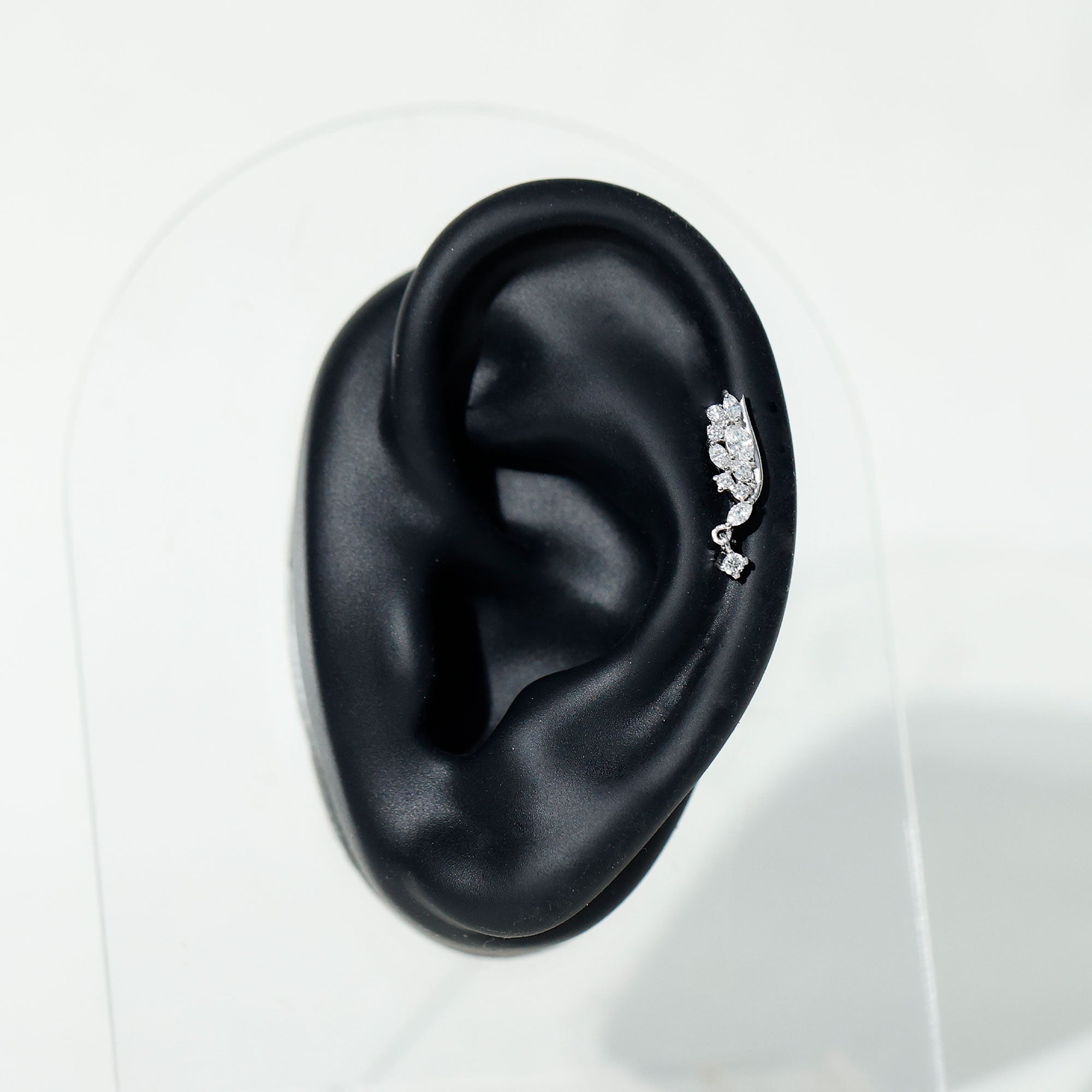 Brilliant Cut Diamond Wing Helix Drop Earring with Flat Back Natural - ( HI-SI ) - Rosec Jewels