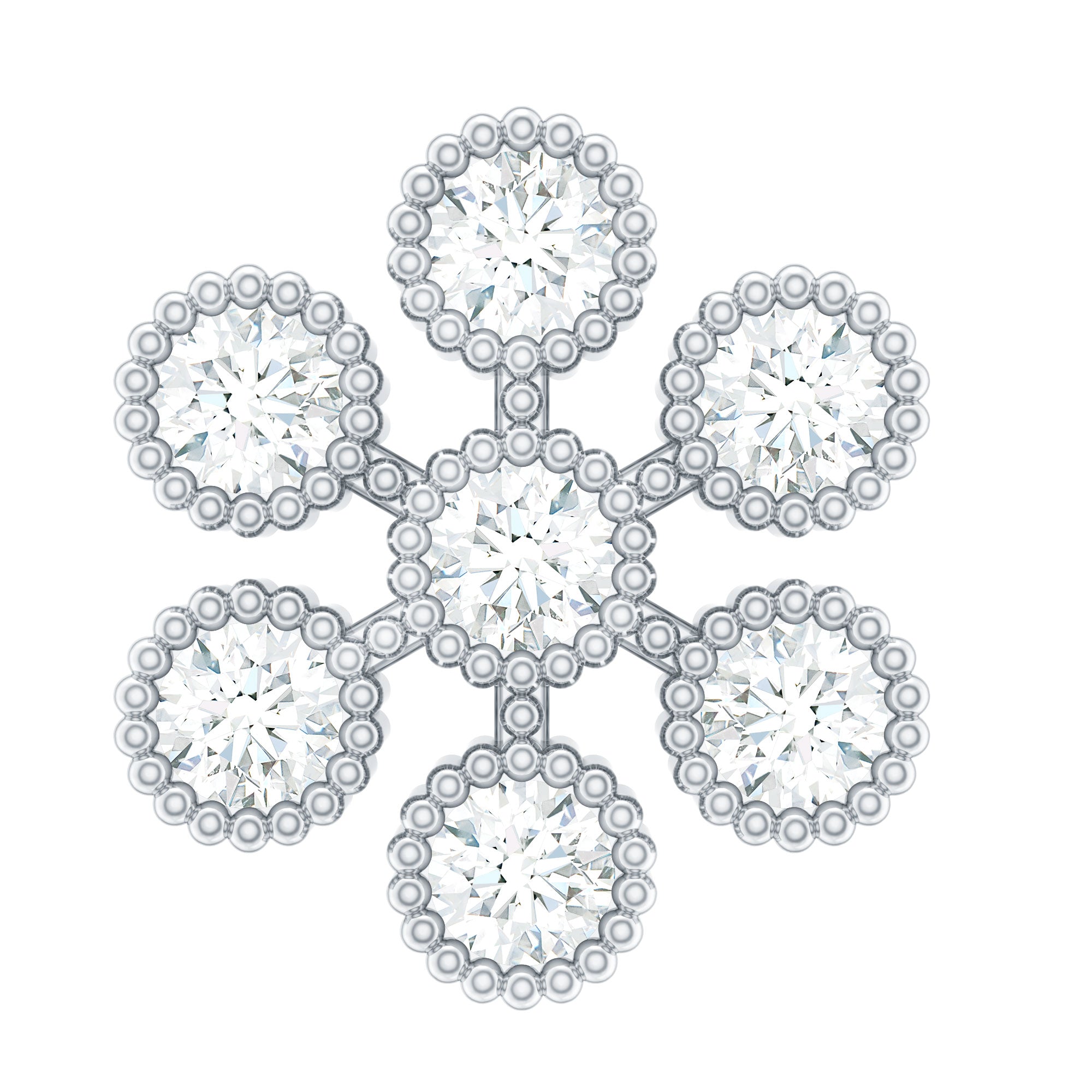 Round Diamond Flower Earring in Beaded Bezel Setting Natural - ( HI-SI ) - Rosec Jewels