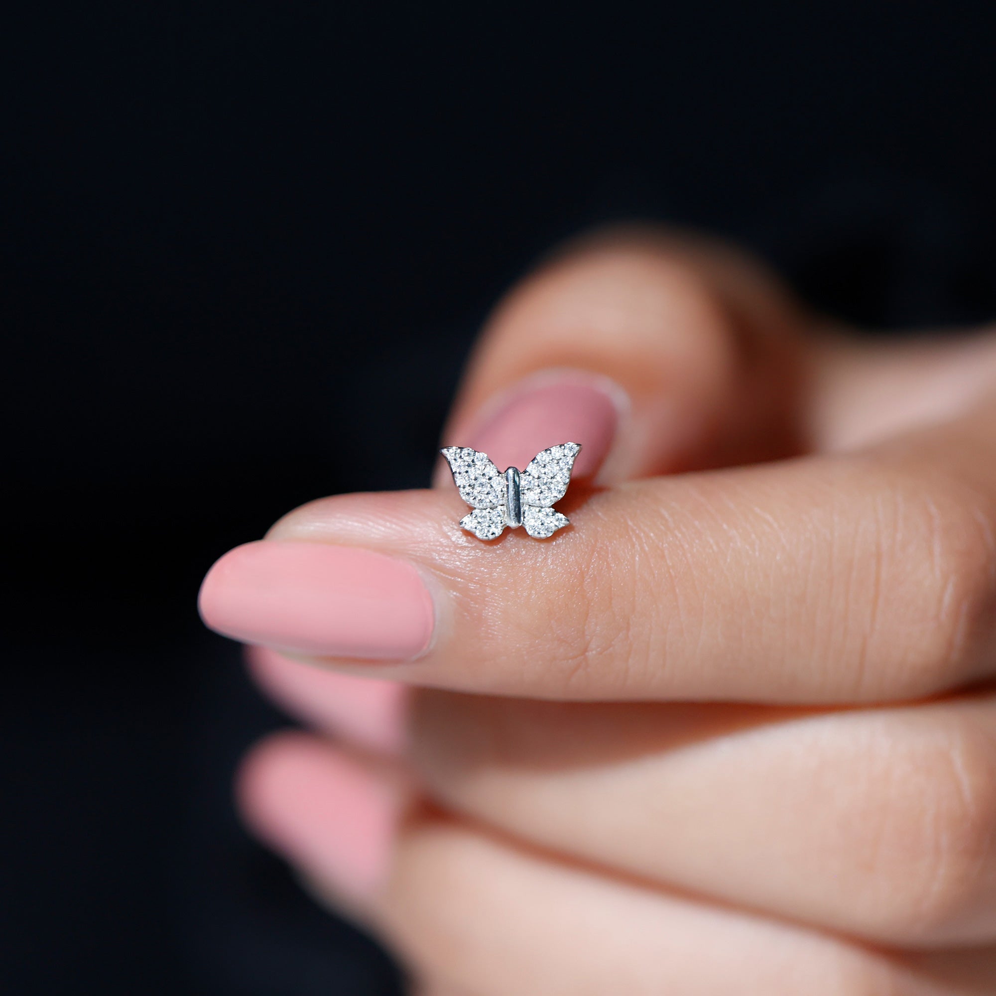 Certified Diamond Butterfly Cartilage Earring Natural - ( HI-SI ) - Rosec Jewels