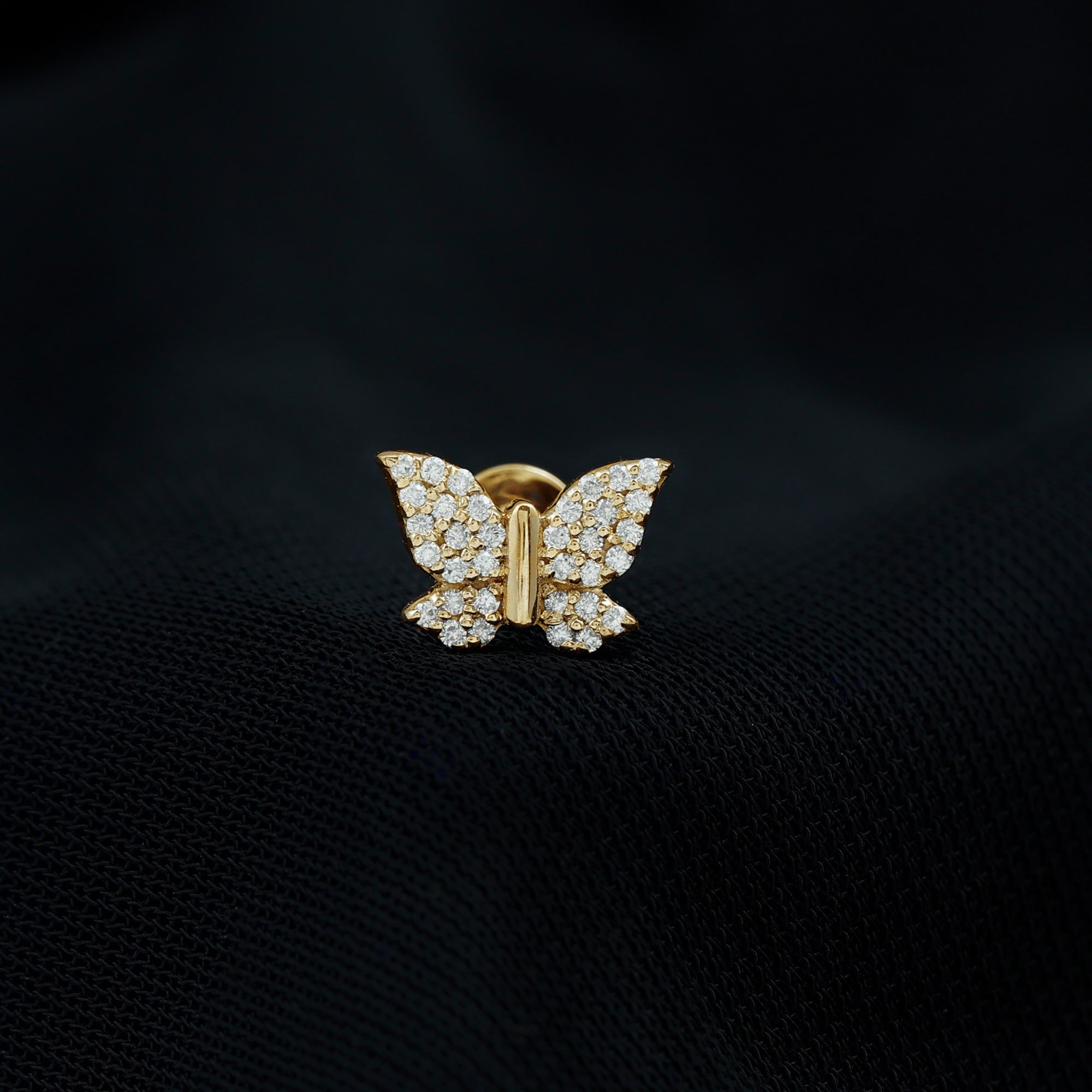 Certified Diamond Butterfly Cartilage Earring Natural - ( HI-SI ) - Rosec Jewels