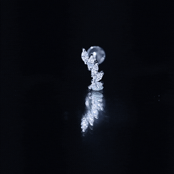 Marquise Diamond Crawler Earring for Helix Piercing Natural - ( HI-SI ) - Rosec Jewels