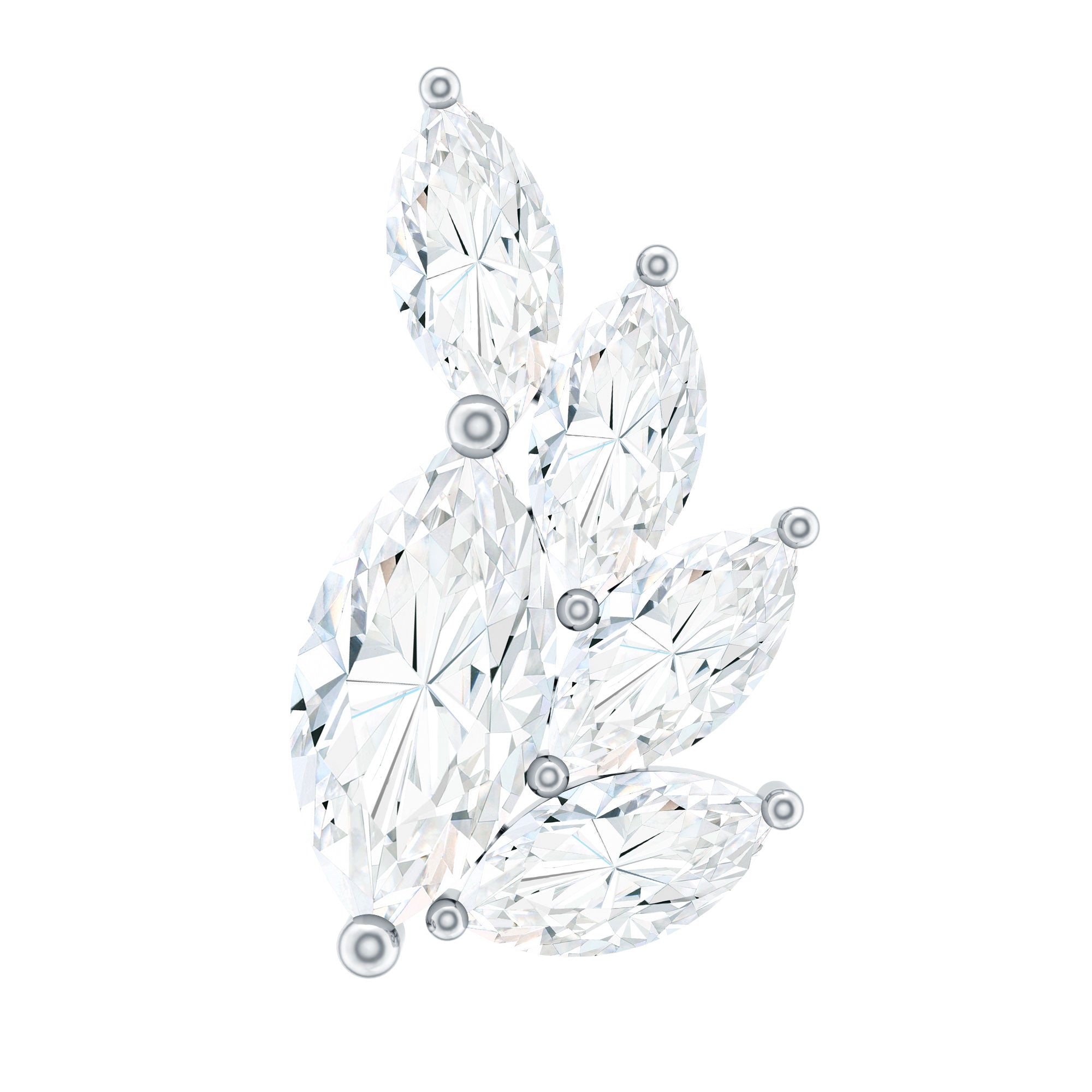 Marquise Diamond Cluster Helix Earring with Flat Back Natural - ( HI-SI ) - Rosec Jewels