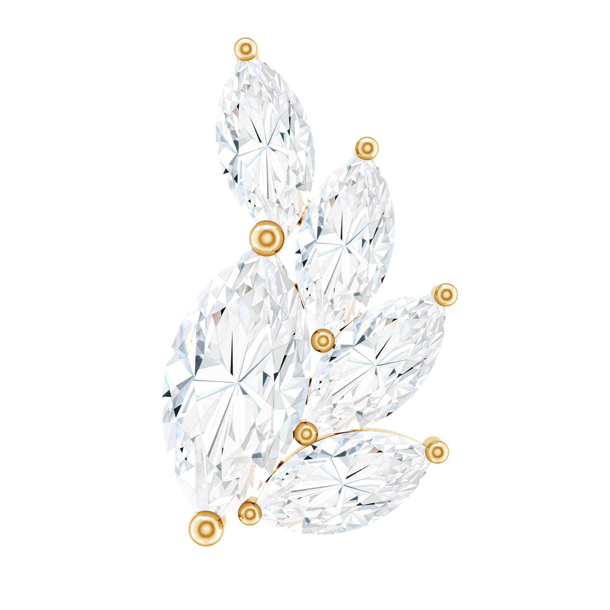 Marquise Diamond Cluster Helix Earring with Flat Back Natural - ( HI-SI ) - Rosec Jewels