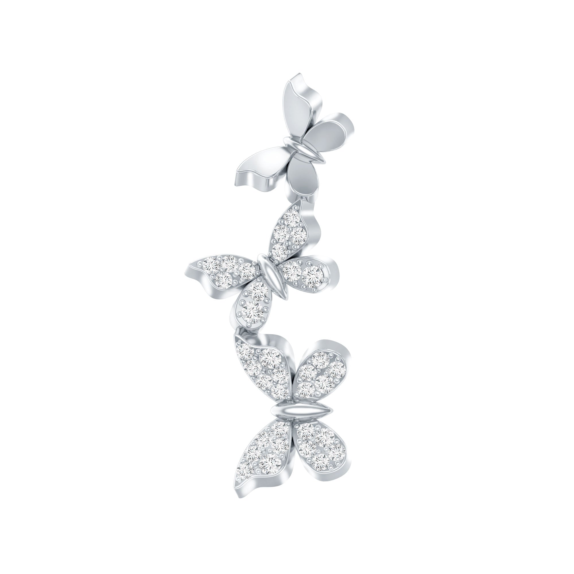 Diamond Butterfly Crawler Earring for Helix Piercing Natural - ( HI-SI ) - Rosec Jewels